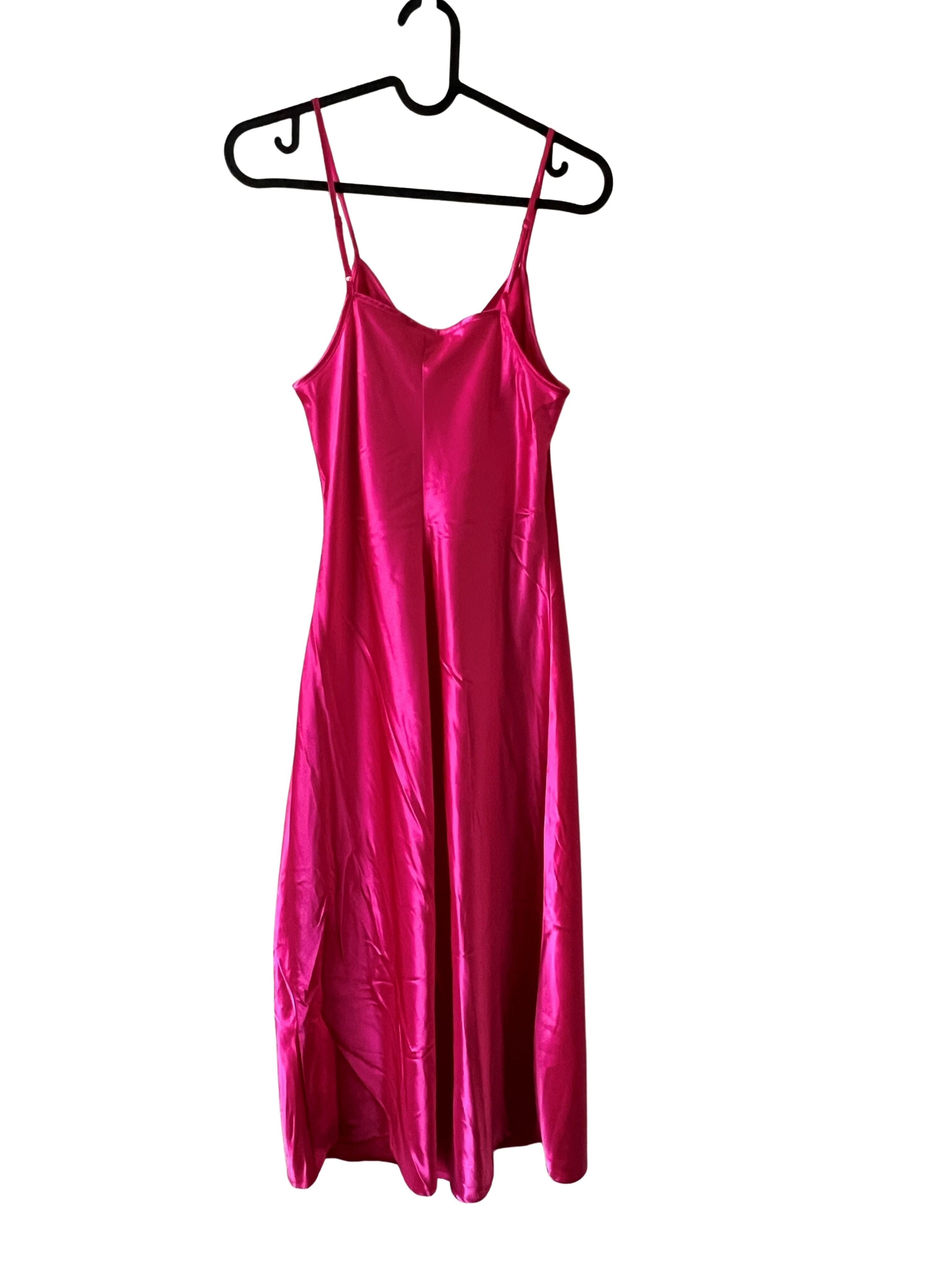 A New Day Hot Pink Satin Slip Midi Dress Size XS