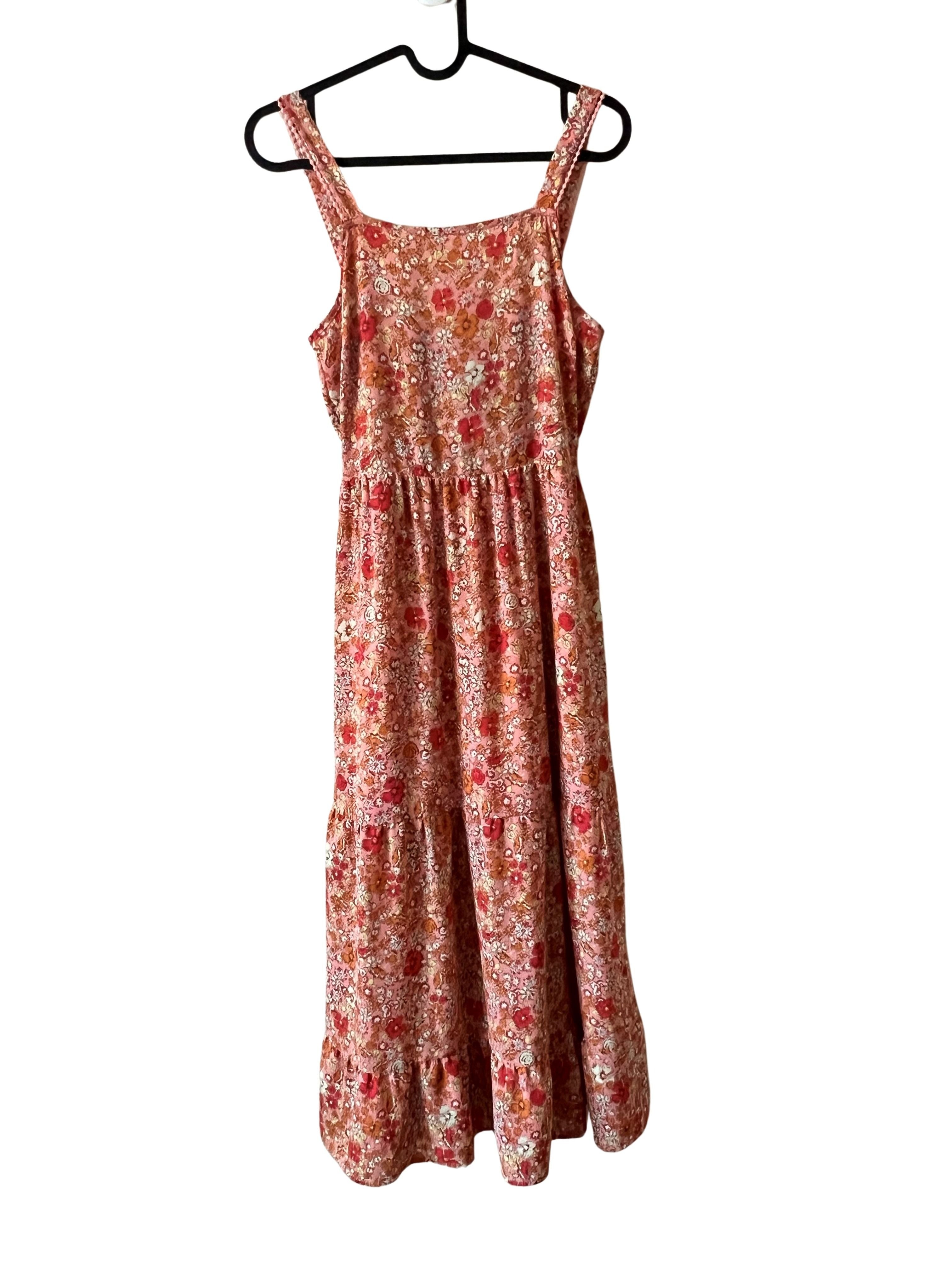 Jessica Simpson Pink Floral Tiered Midi Sundress Size XS