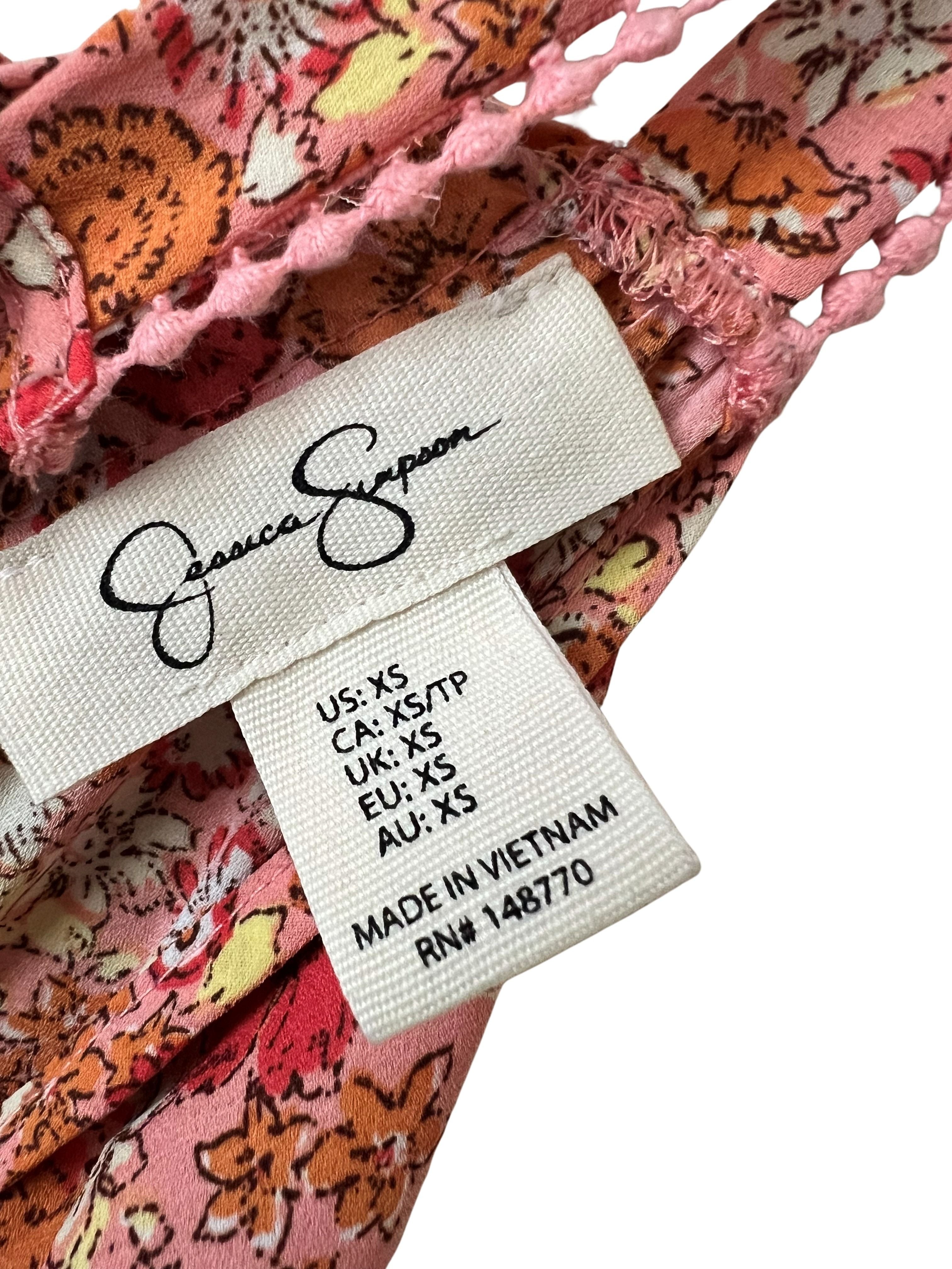 Jessica Simpson Pink Floral Tiered Midi Sundress Size XS