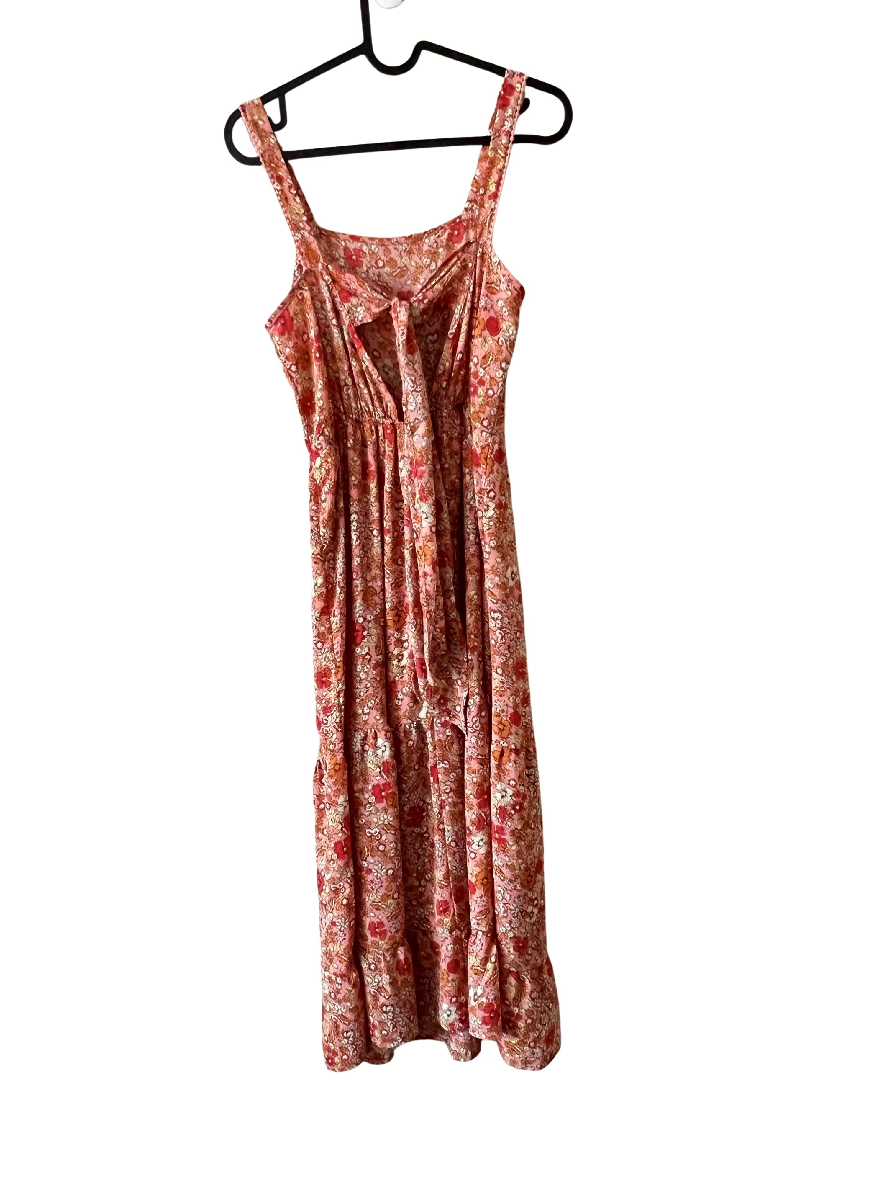 Jessica Simpson Pink Floral Tiered Midi Sundress Size XS