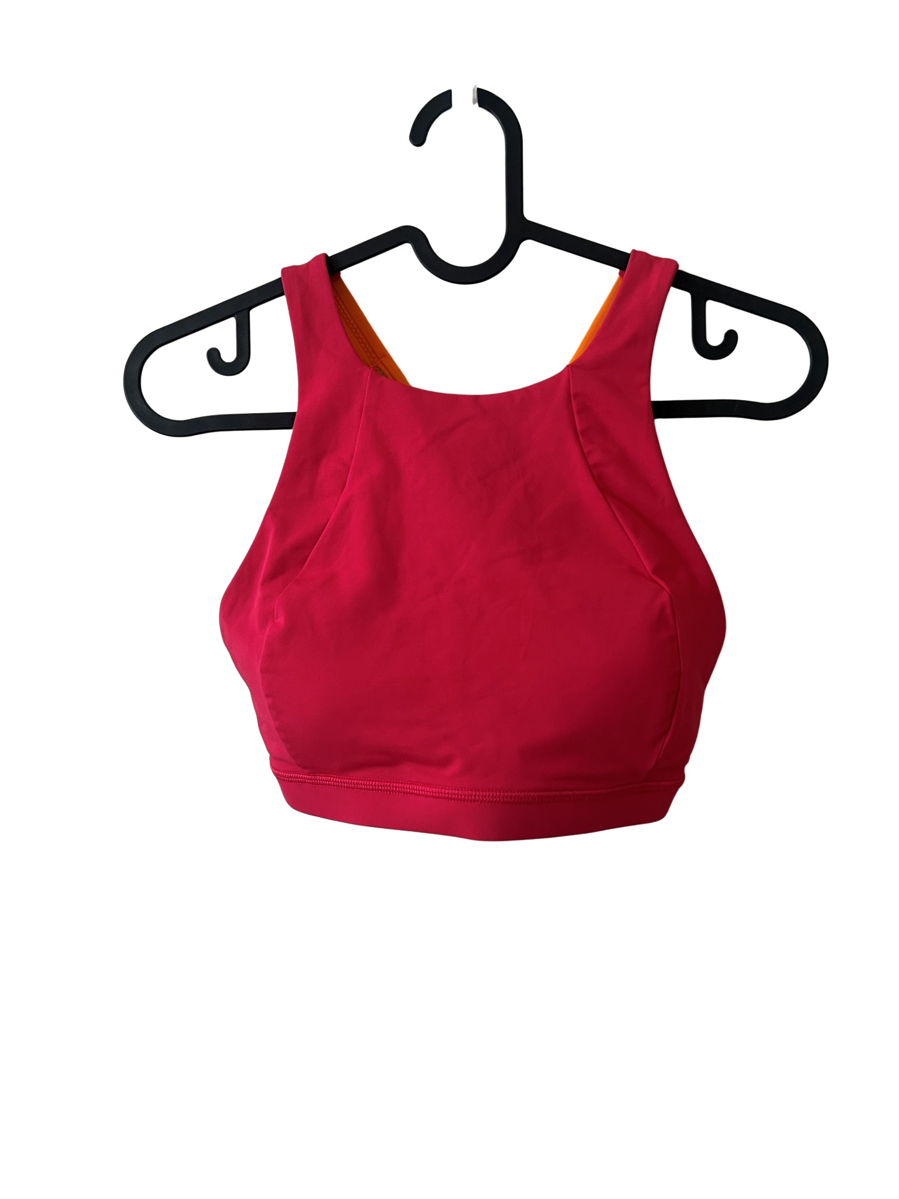 Lululemon Pink Strappy Sports Bra with Orange Crisscross Straps