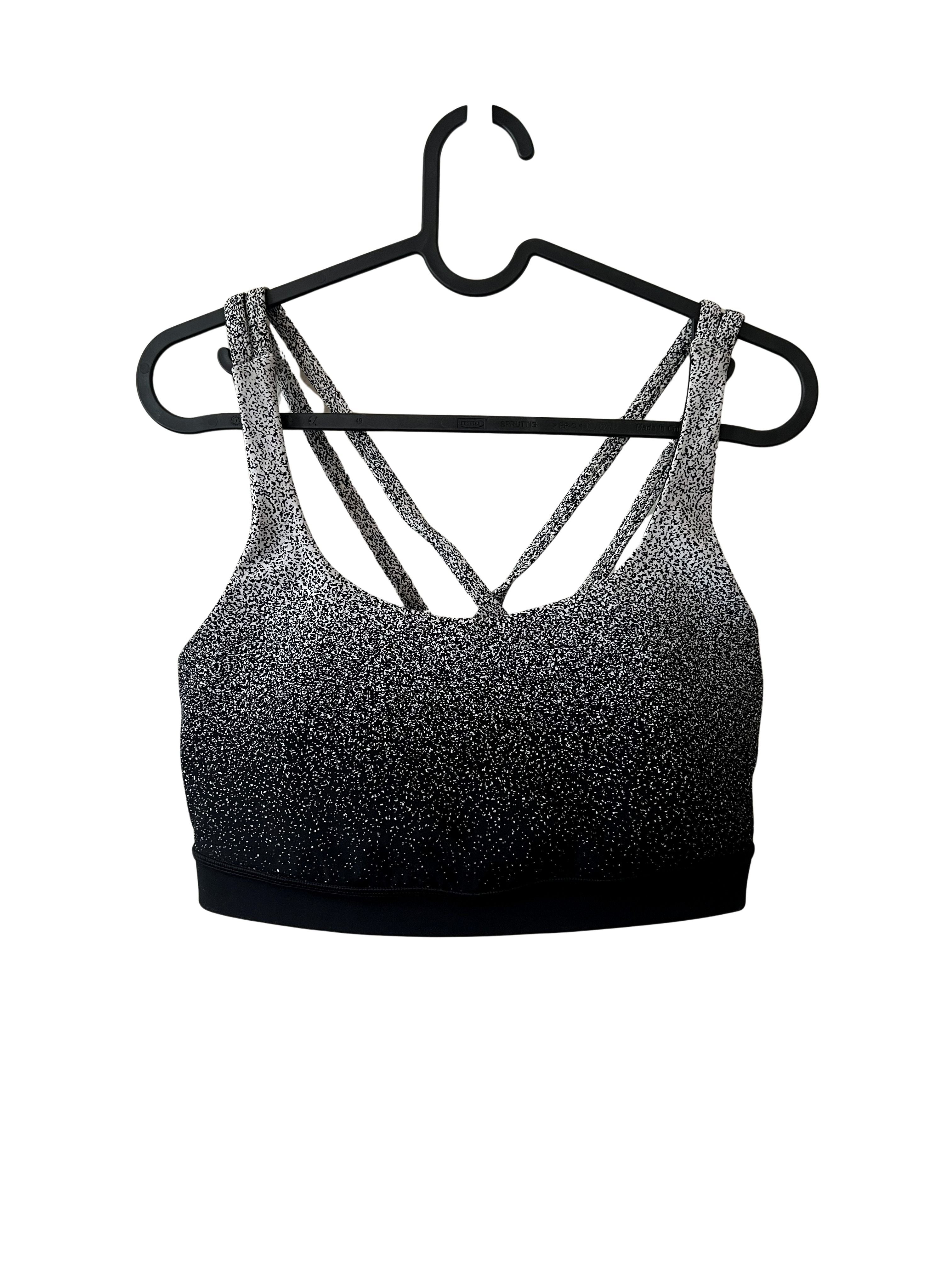 Lululemon Speckled Sports Bra - Black & White Strappy Back