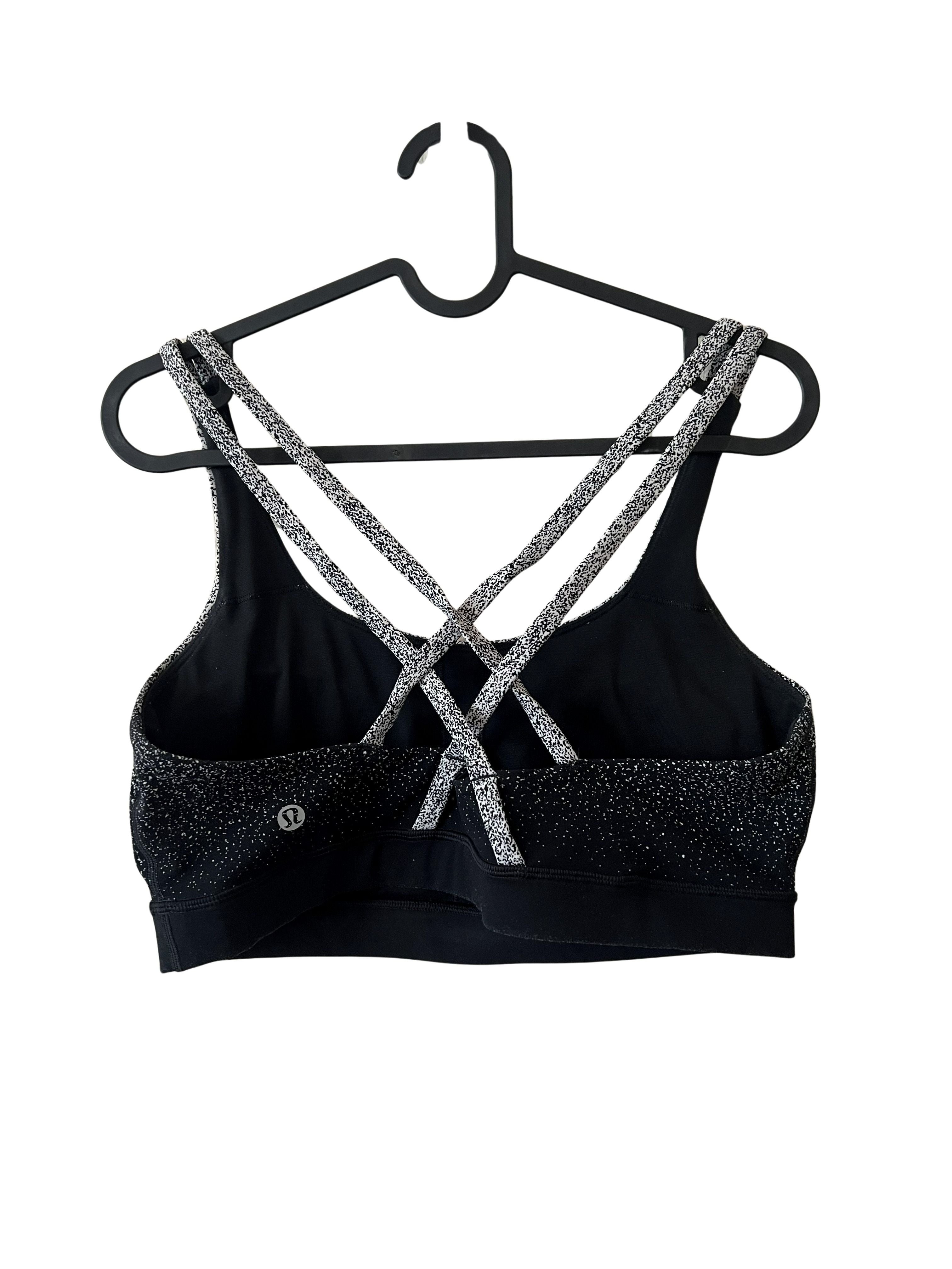 Lululemon Speckled Sports Bra - Black & White Strappy Back