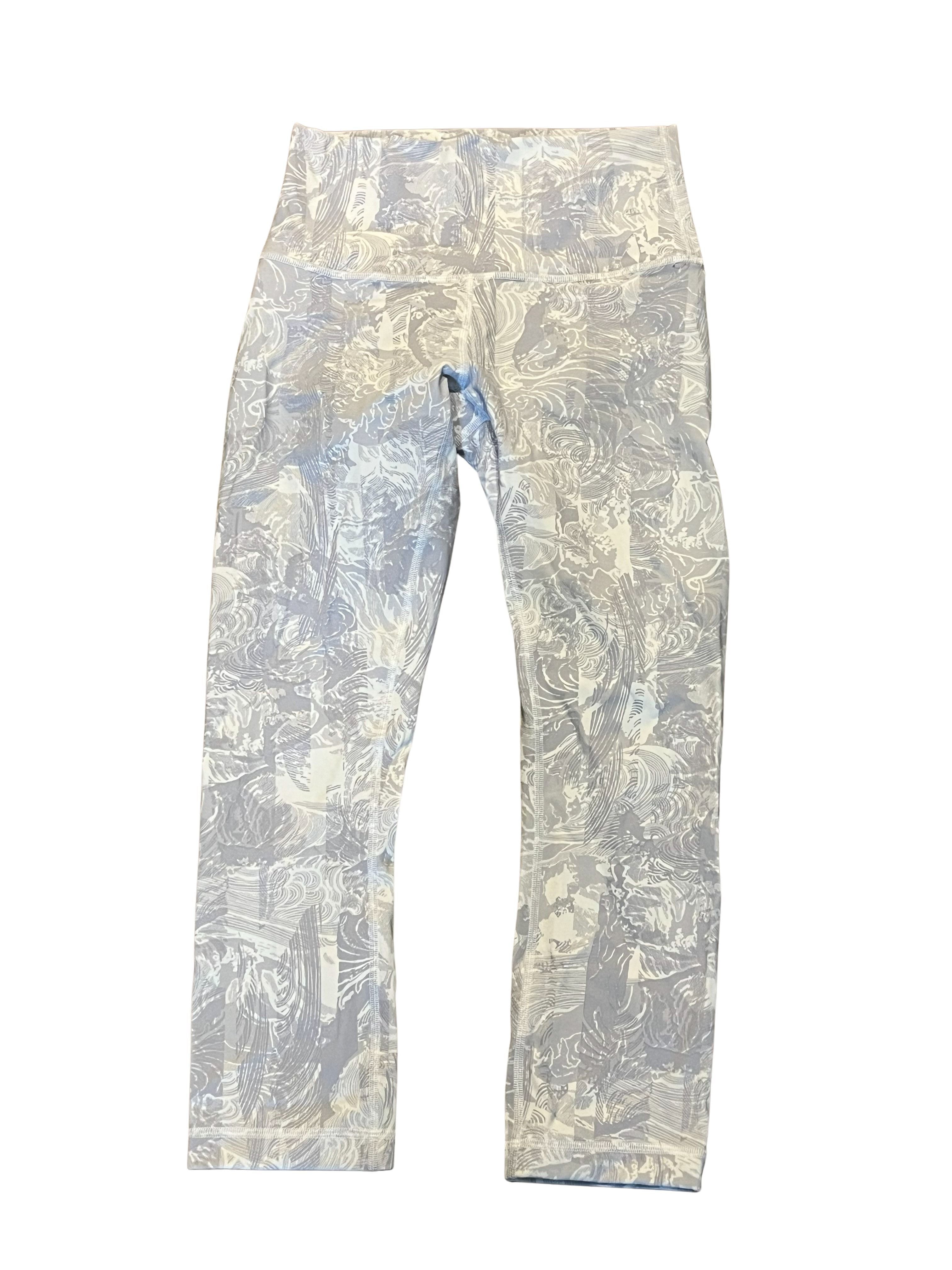 Lululemon Leggings Grey White Abstract Print Cropped