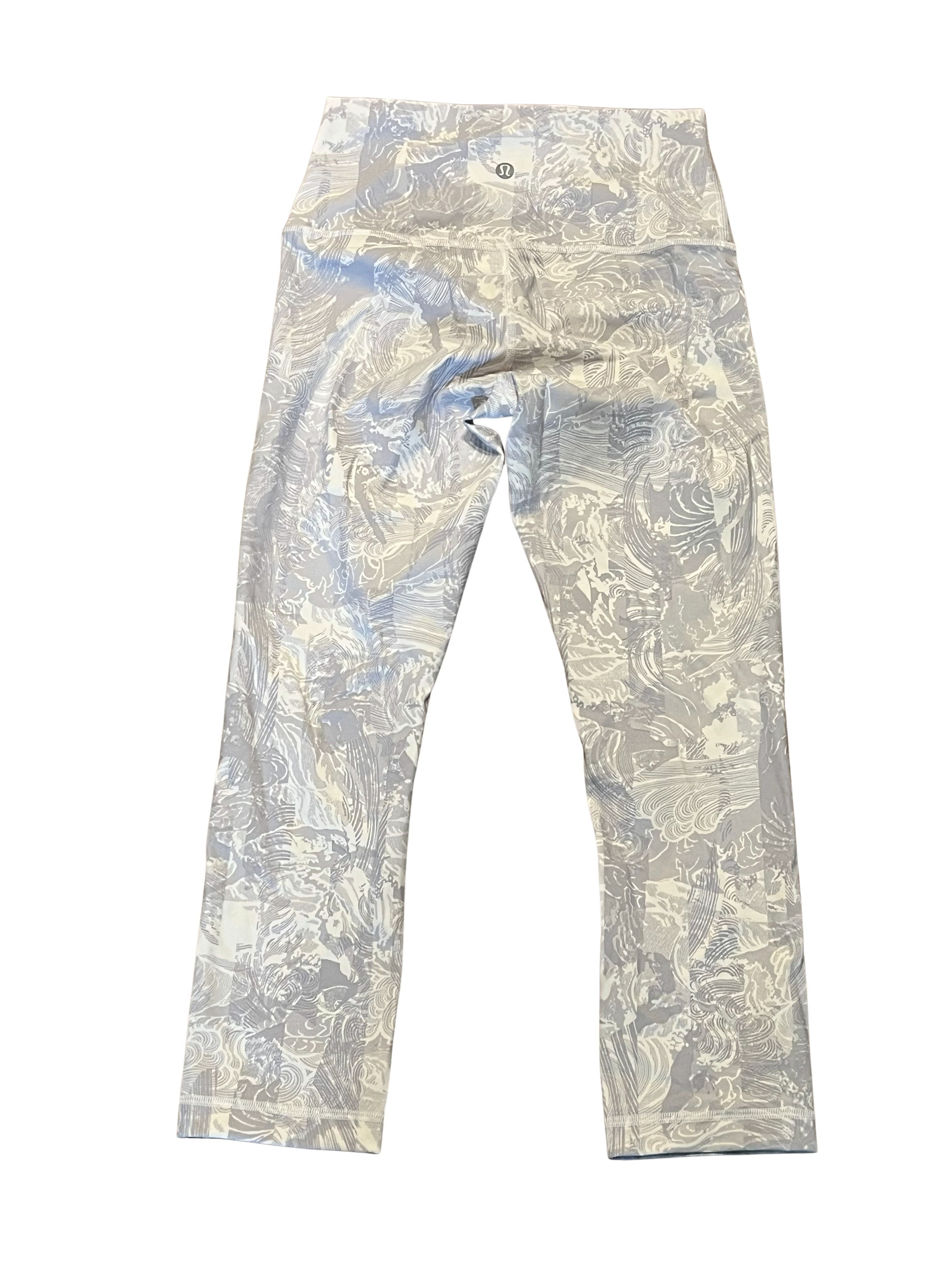 Lululemon Leggings Grey White Abstract Print Cropped