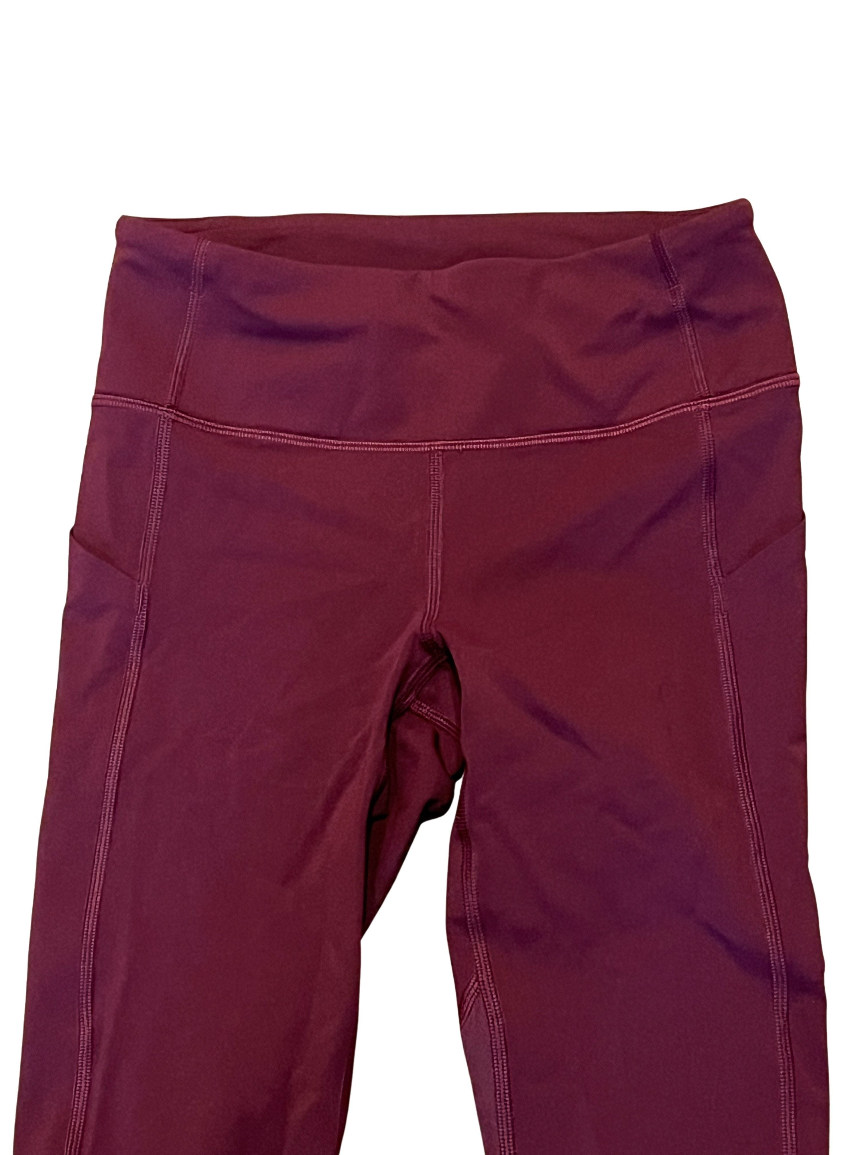 Lululemon Burgundy Cropped Leggings with Side Pockets and Zip Pocket