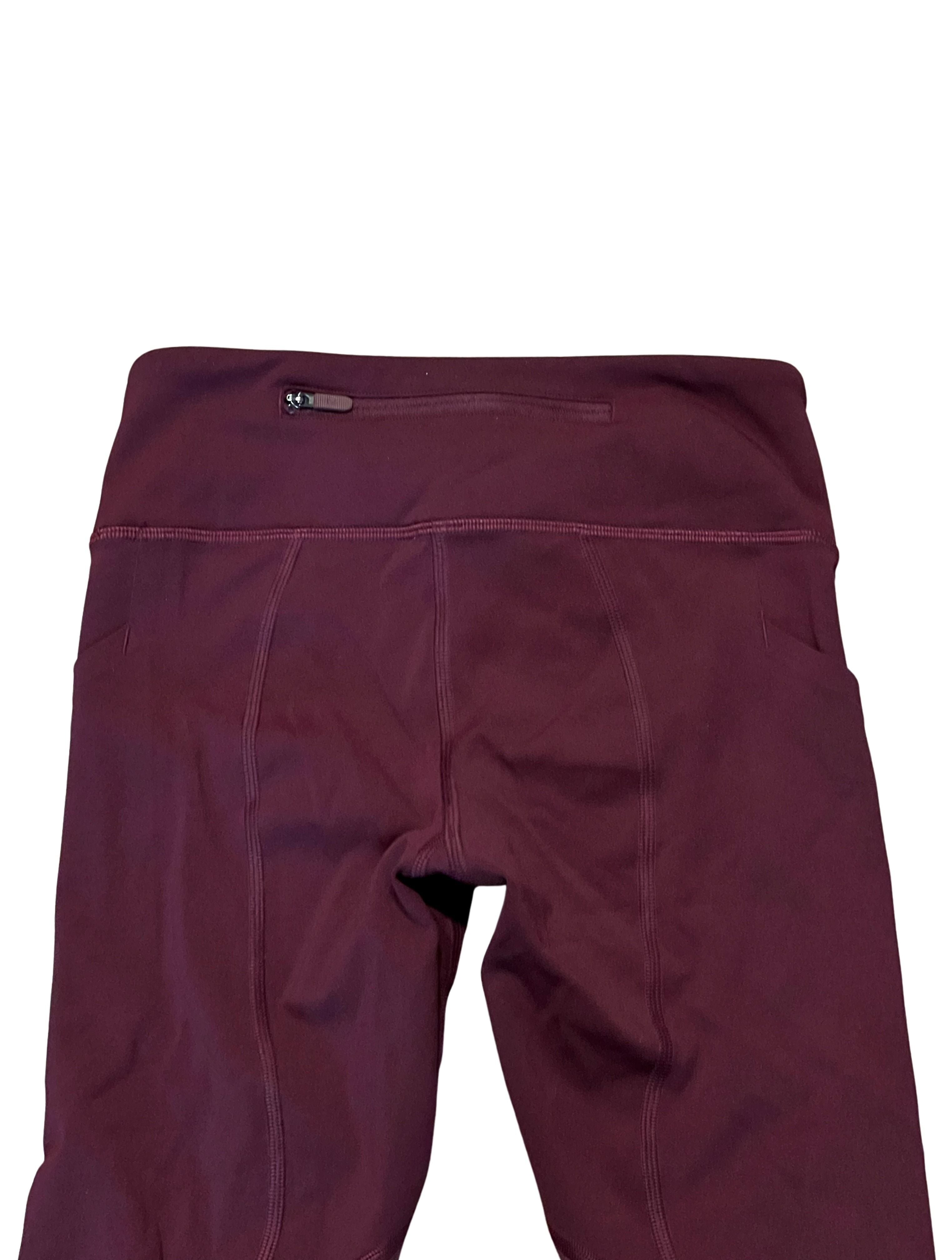 Lululemon Burgundy Cropped Leggings with Side Pockets and Zip Pocket