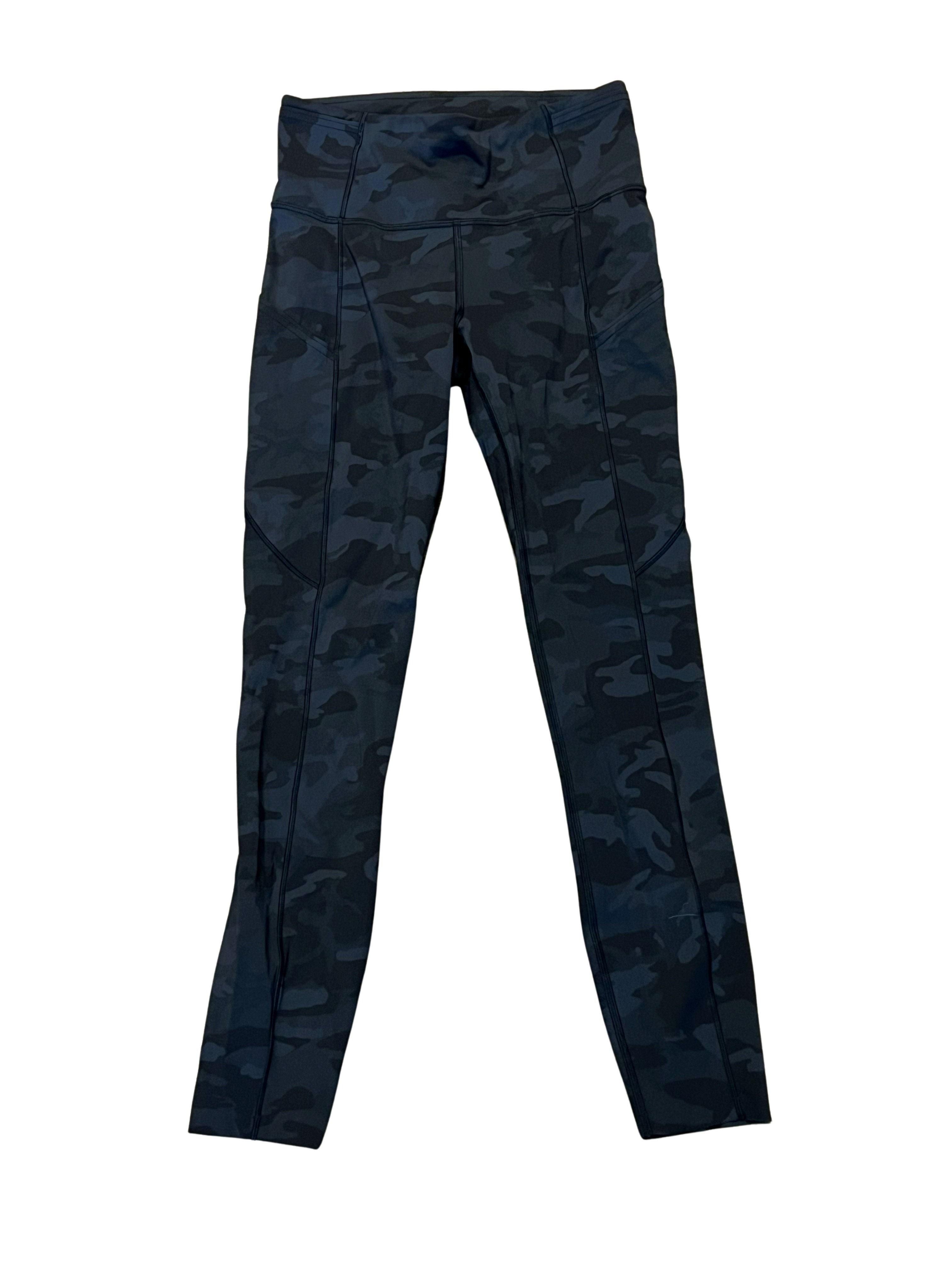 Lululemon Black Camo Leggings with Side Pockets - Size 4