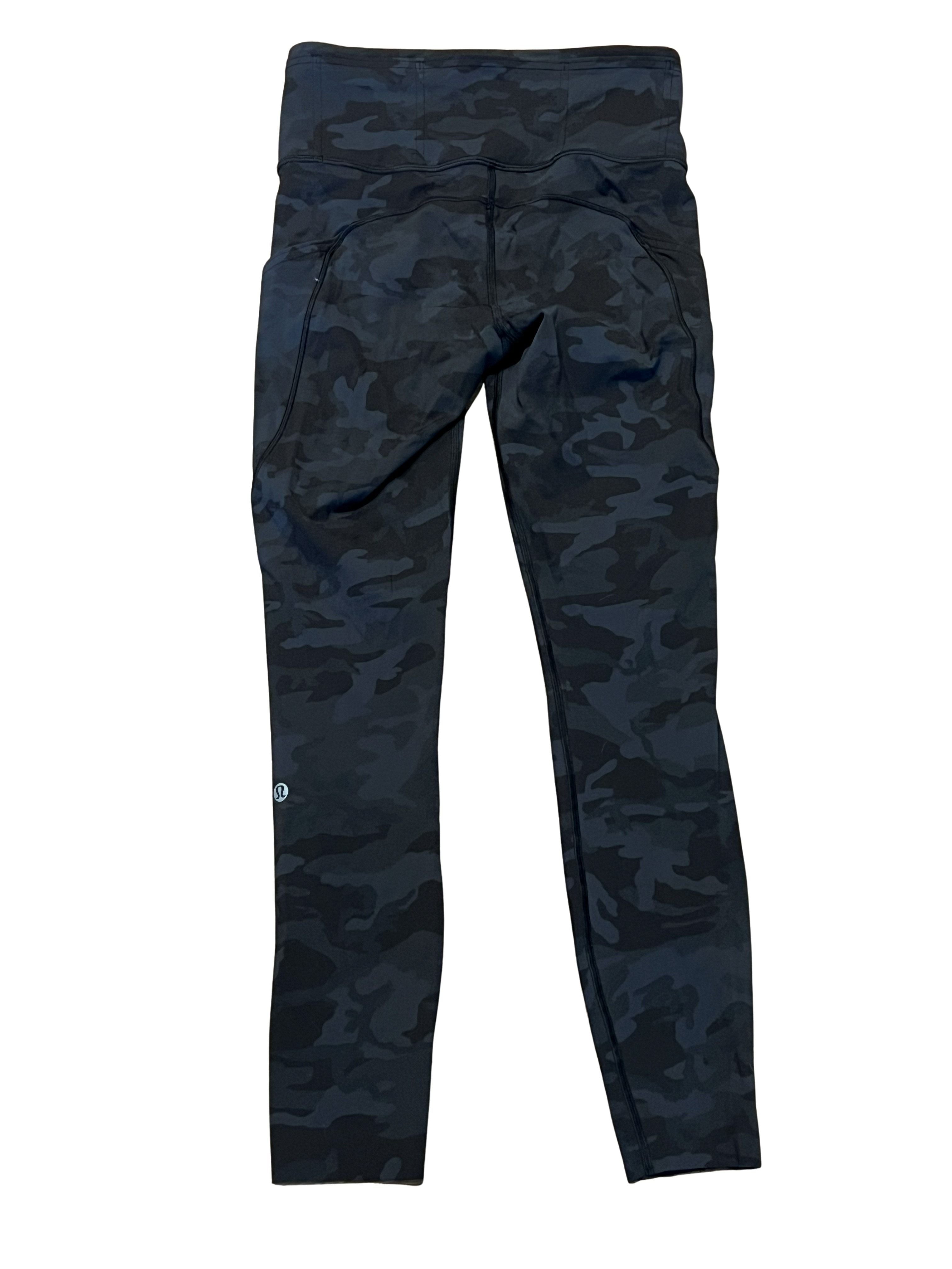 Lululemon Black Camo Leggings with Side Pockets - Size 4