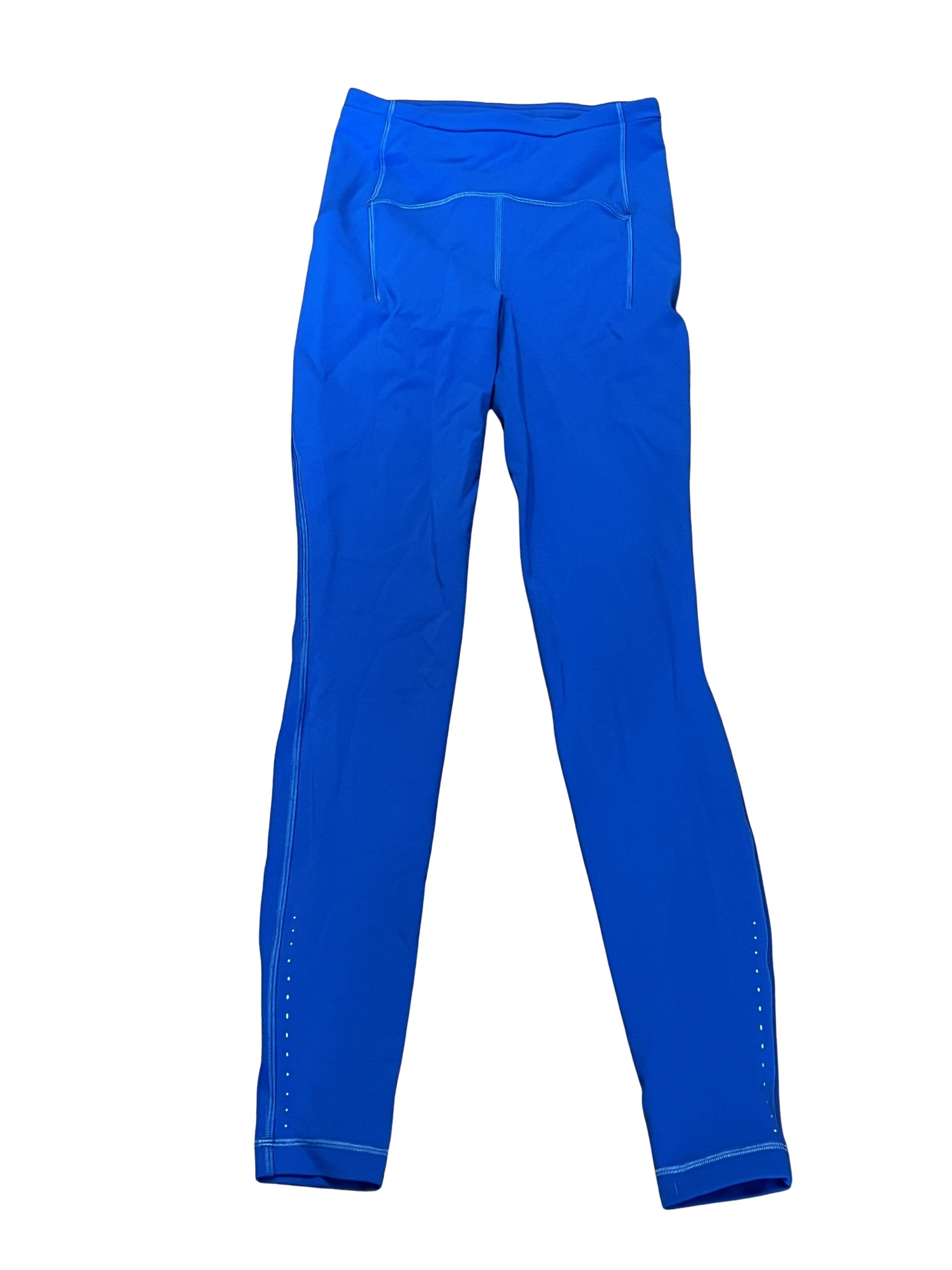 Lululemon Blue Leggings with Side Pocket and Zipper Detail