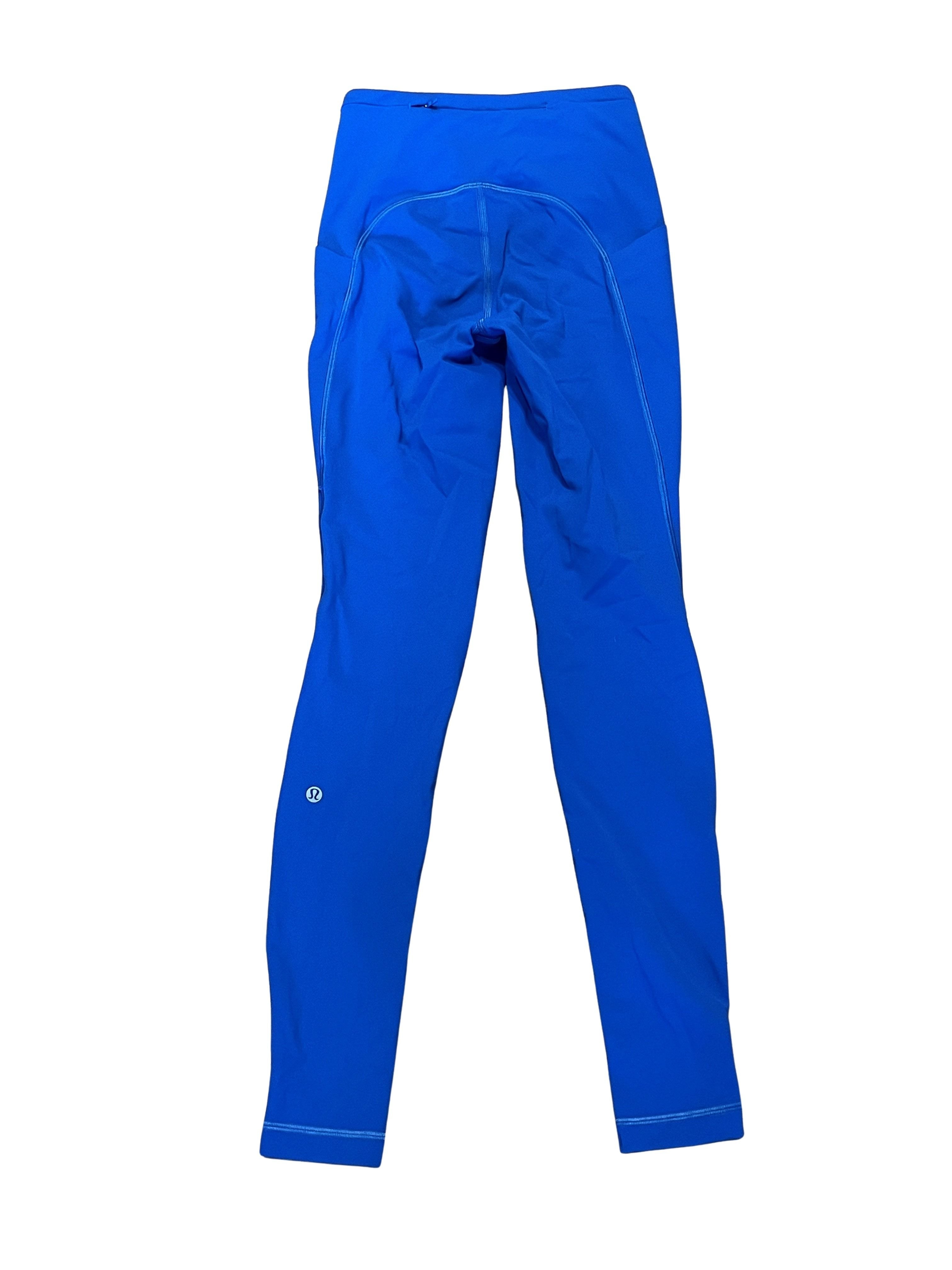 Lululemon Blue Leggings with Side Pocket and Zipper Detail