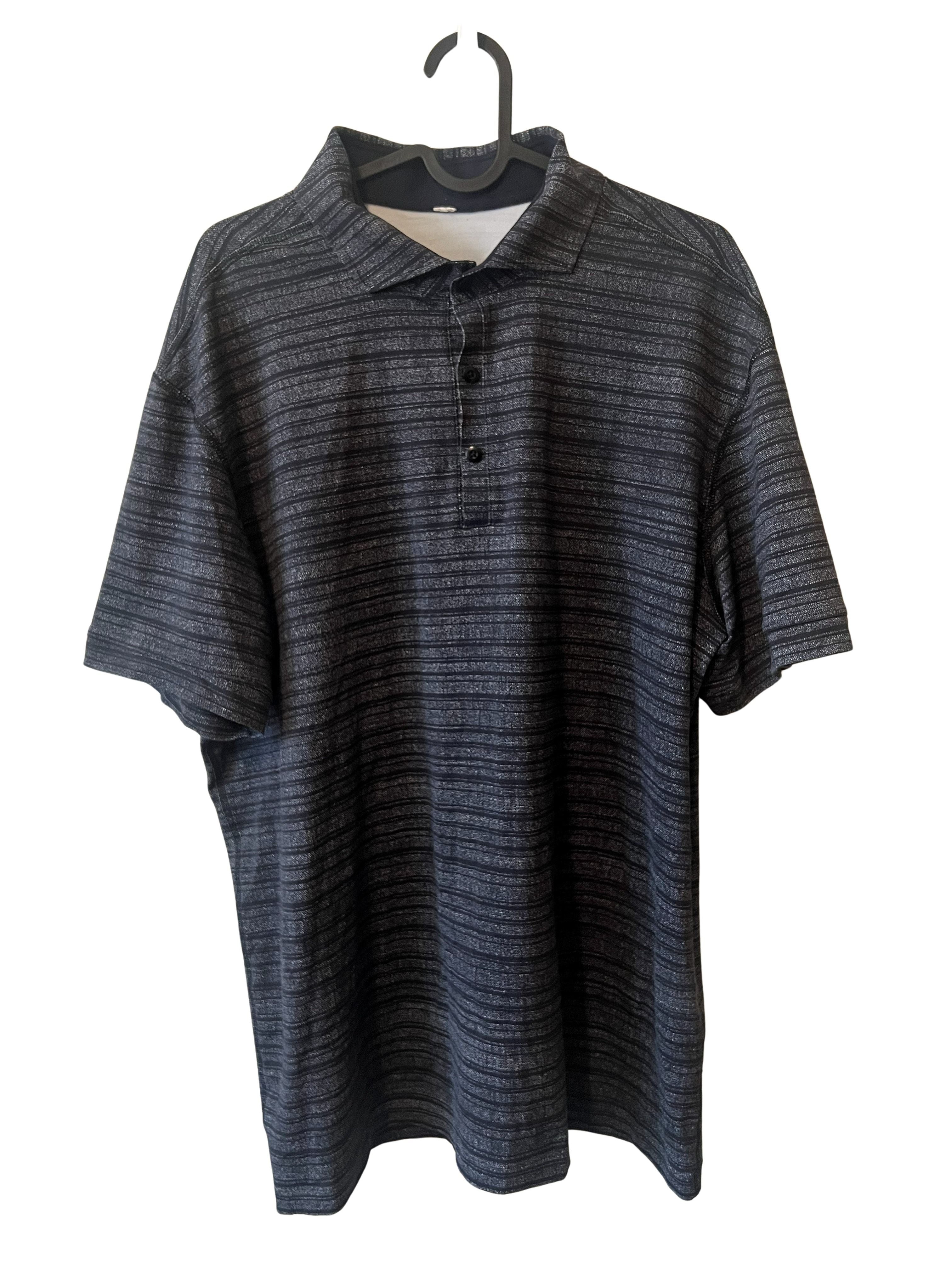 Lululemon Men's Striped Polo Shirt - Grey/Black