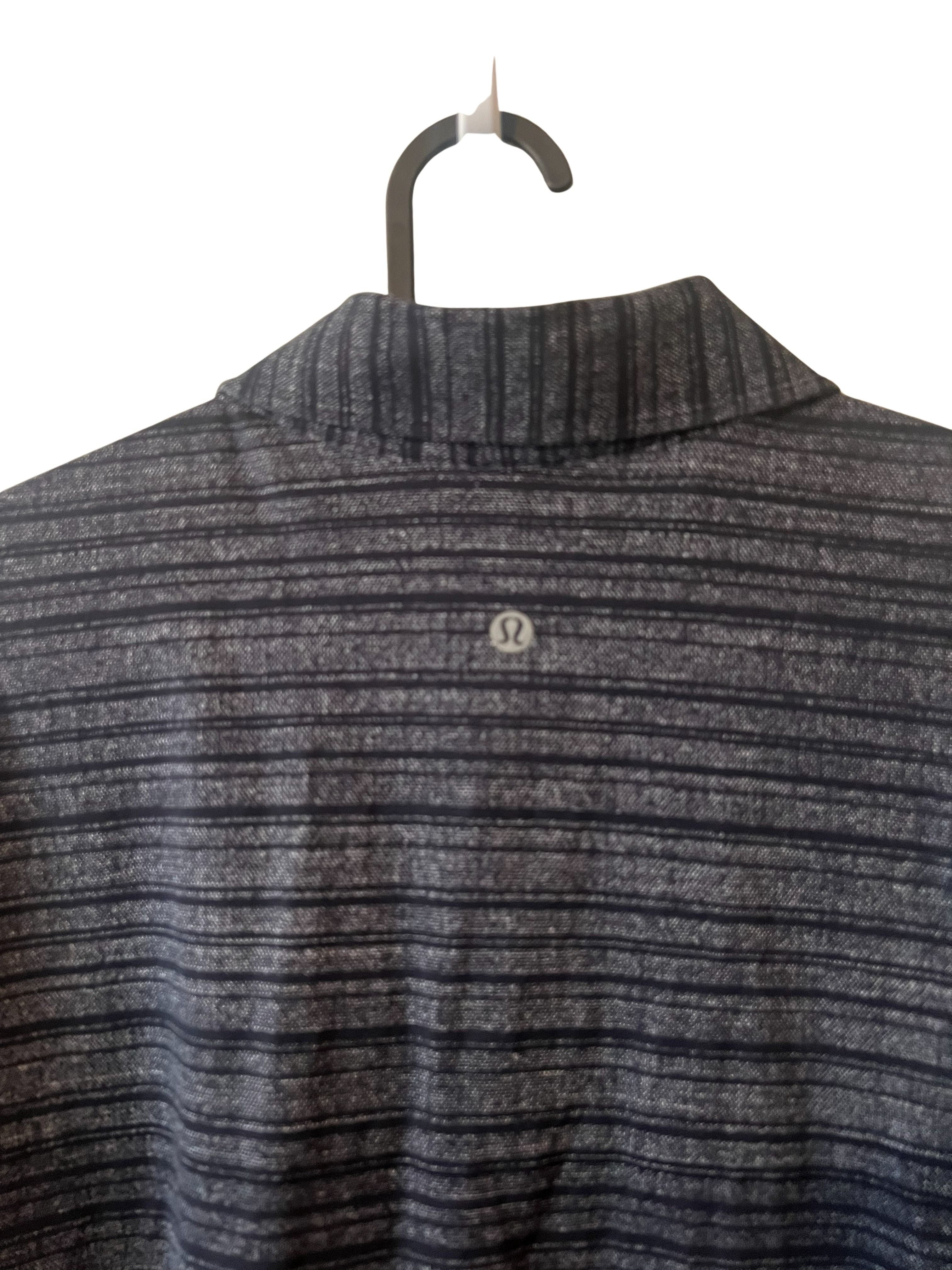 Lululemon Men's Striped Polo Shirt - Grey/Black