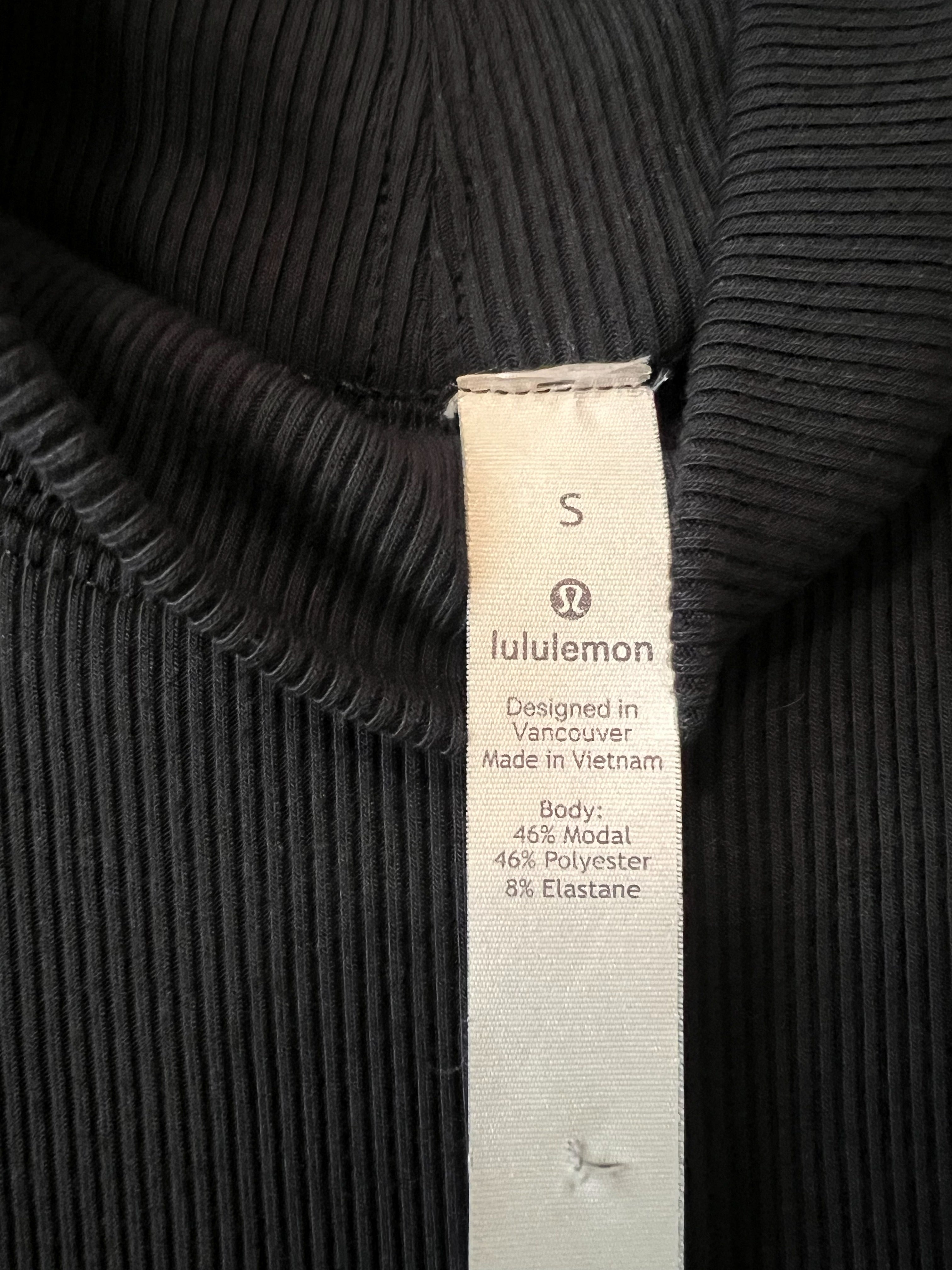 Lululemon Black Ribbed Sleeveless Mock Neck Swing Dress, Size S