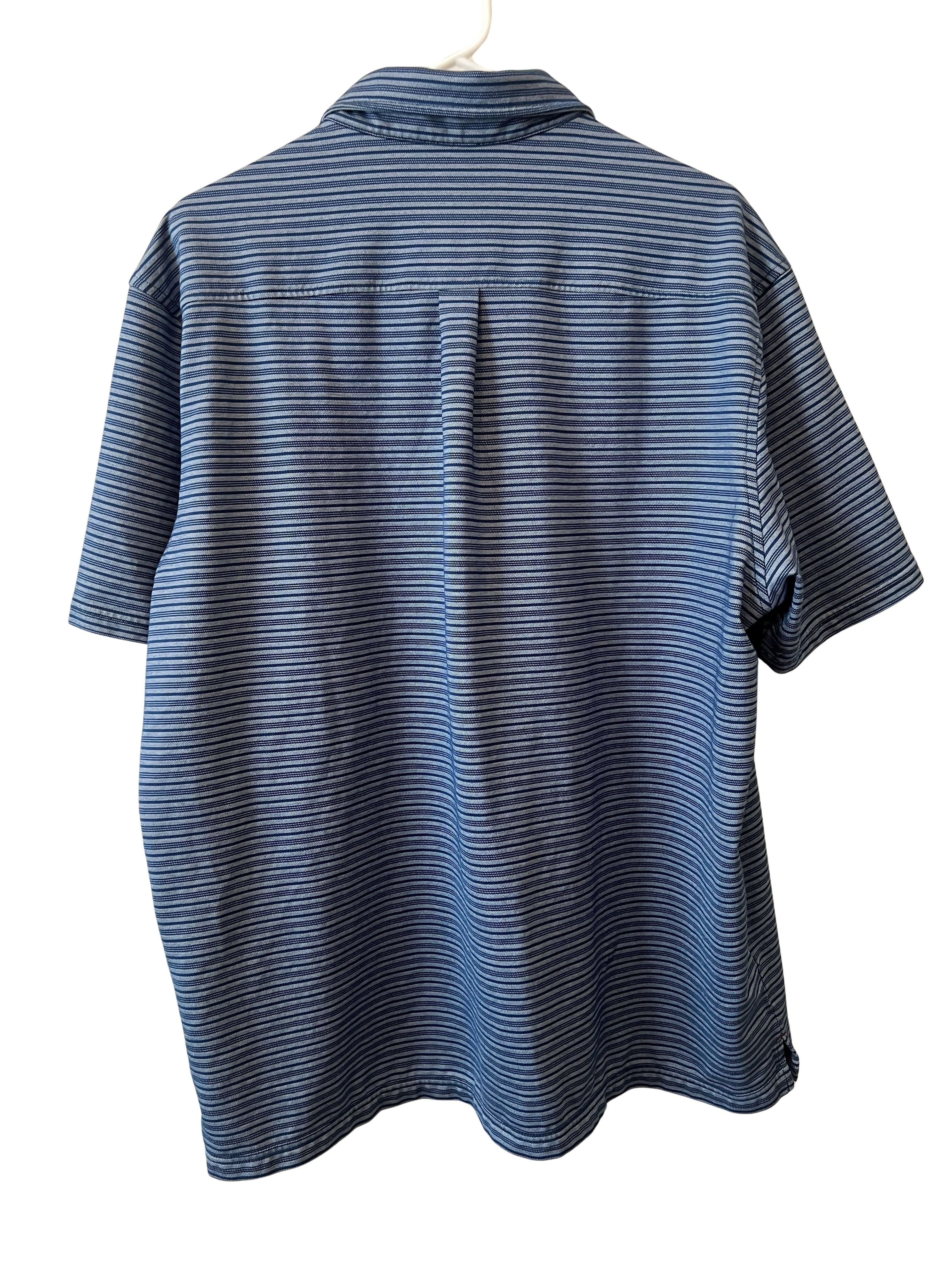 Tommy Bahama Men's XXL Blue Striped Polo Shirt Pima Cotton