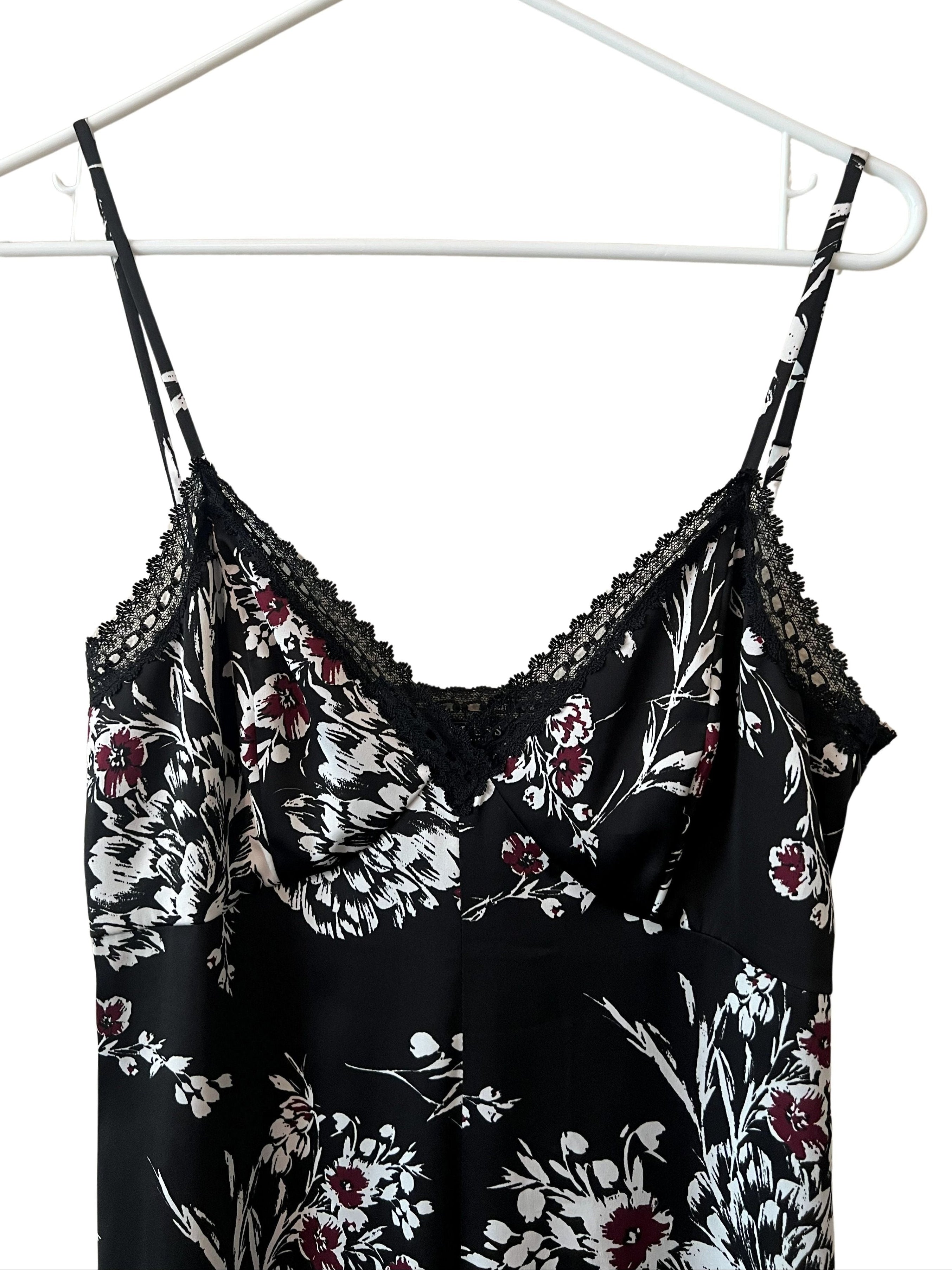 GUESS Los Angeles Black Floral Lace-Trim Jumpsuit Size 4