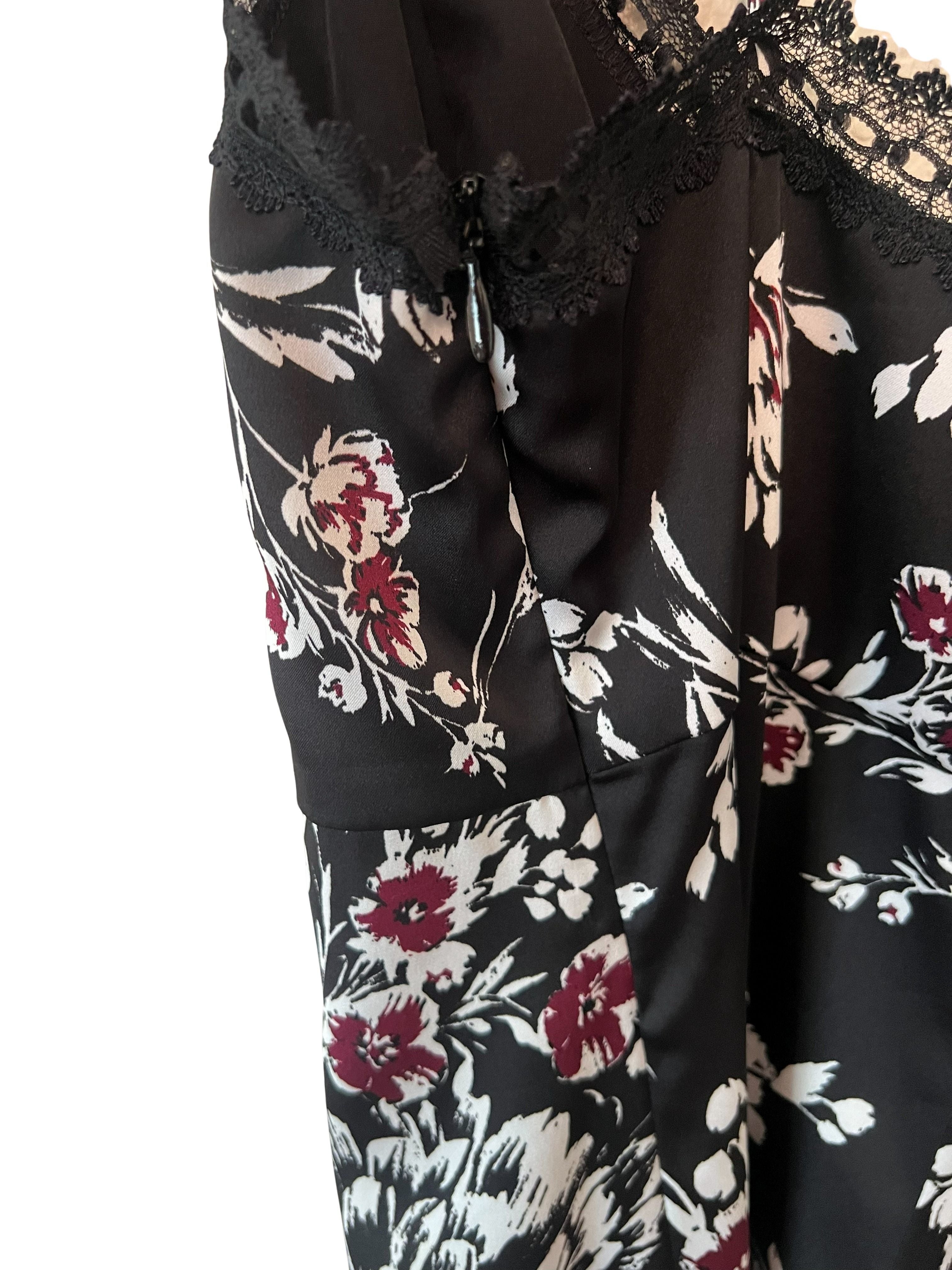 GUESS Los Angeles Black Floral Lace-Trim Jumpsuit Size 4