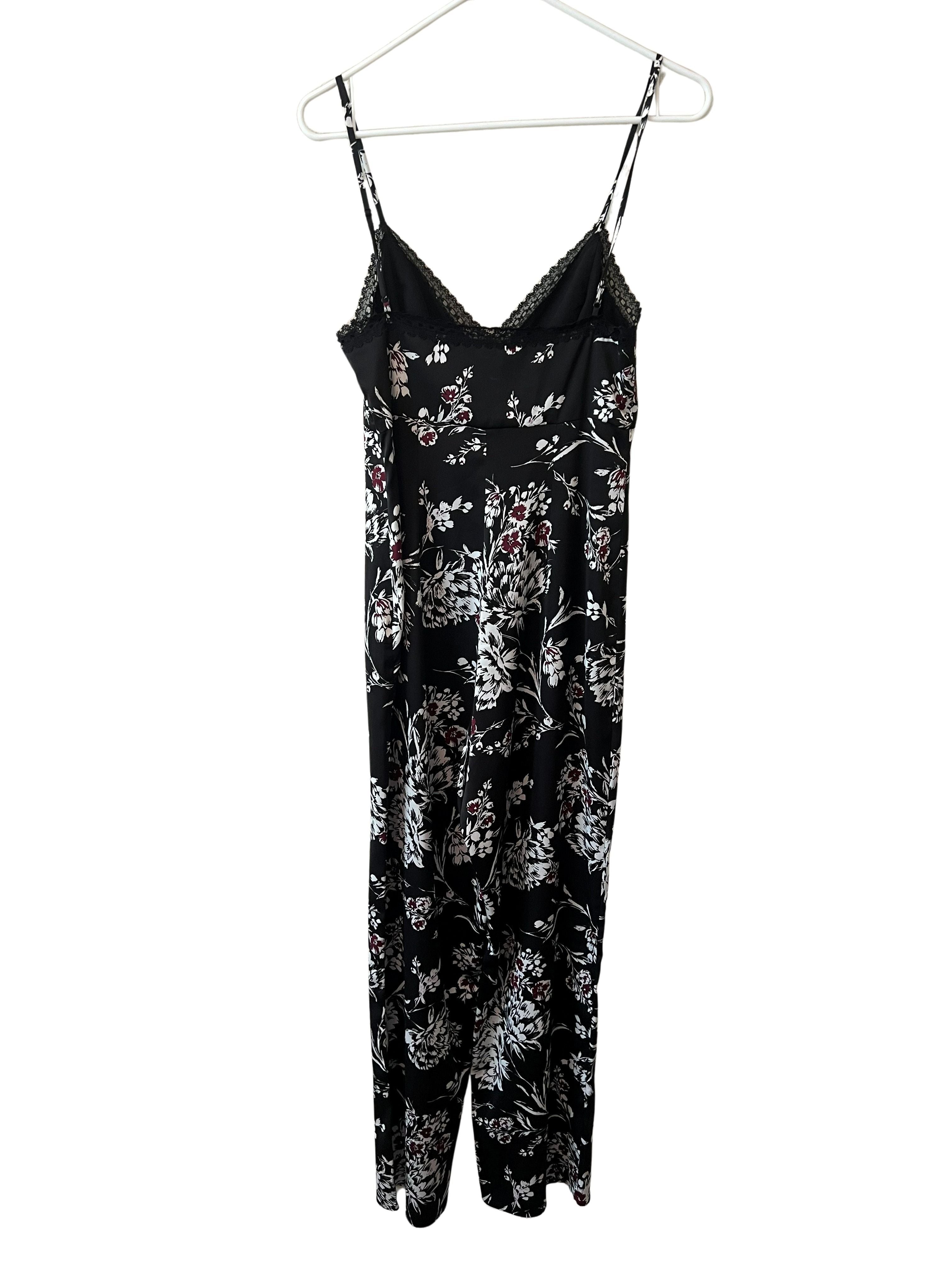 GUESS Los Angeles Black Floral Lace-Trim Jumpsuit Size 4