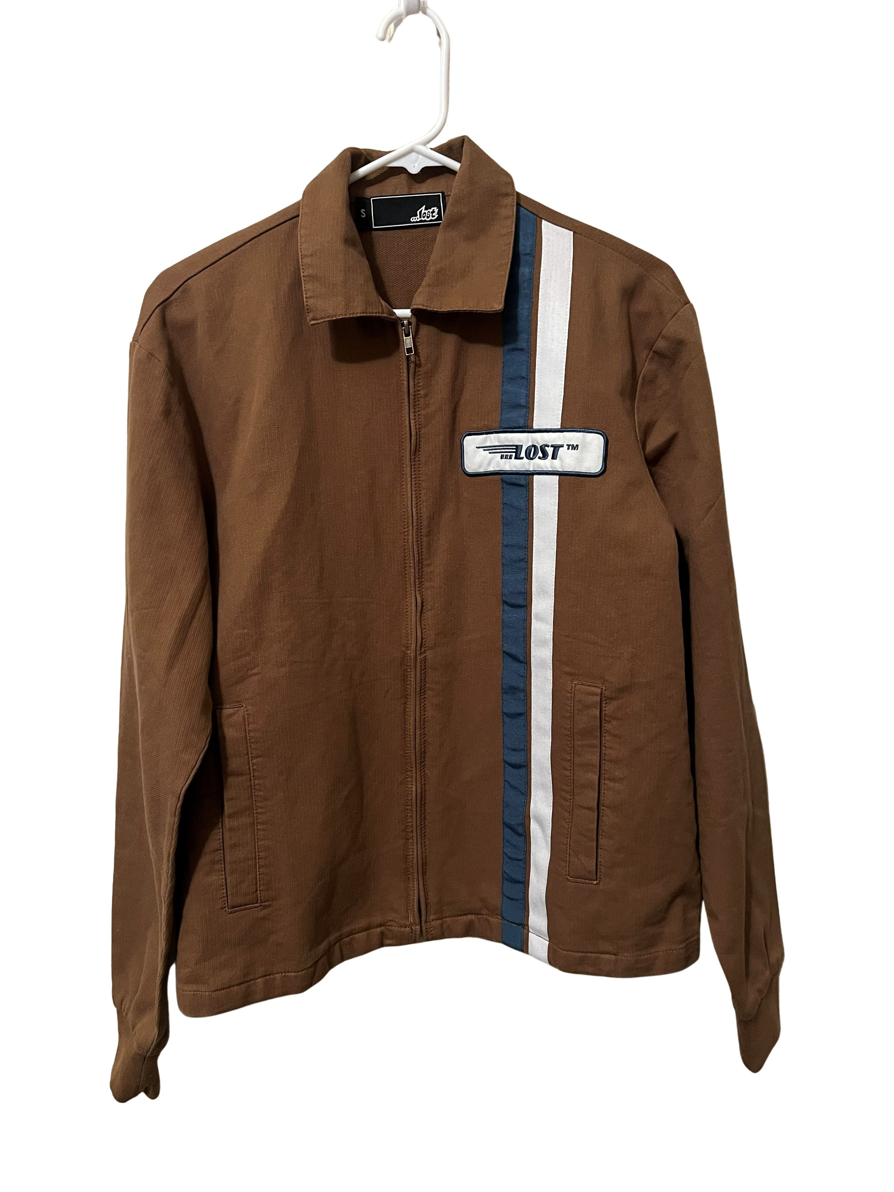 Lost Brown Racing Stripe Zip Jacket Size S