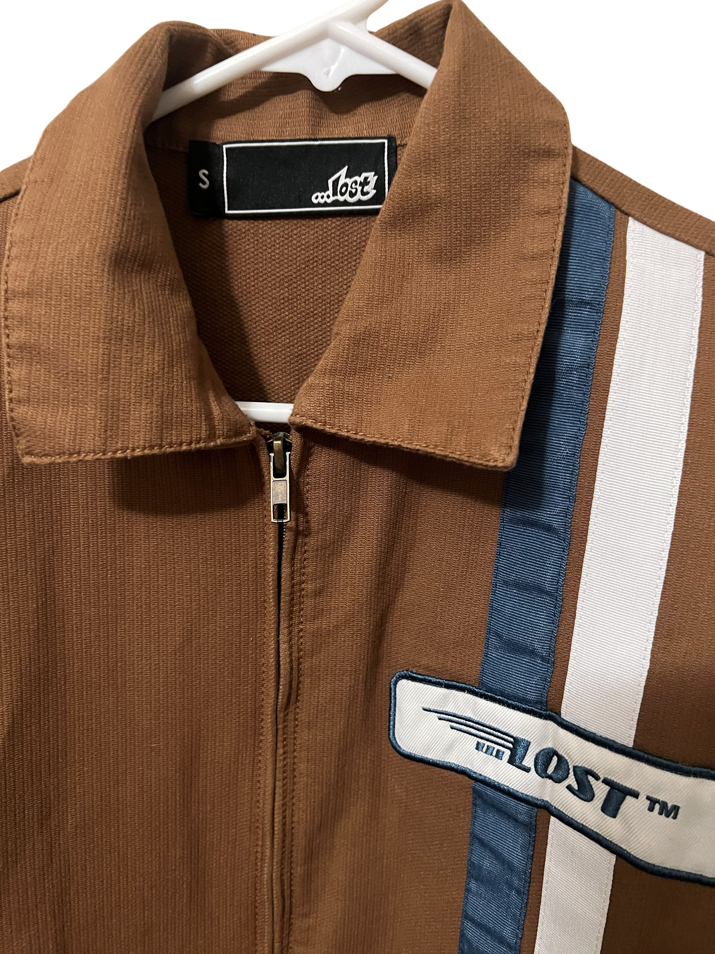 Lost Brown Racing Stripe Zip Jacket Size S