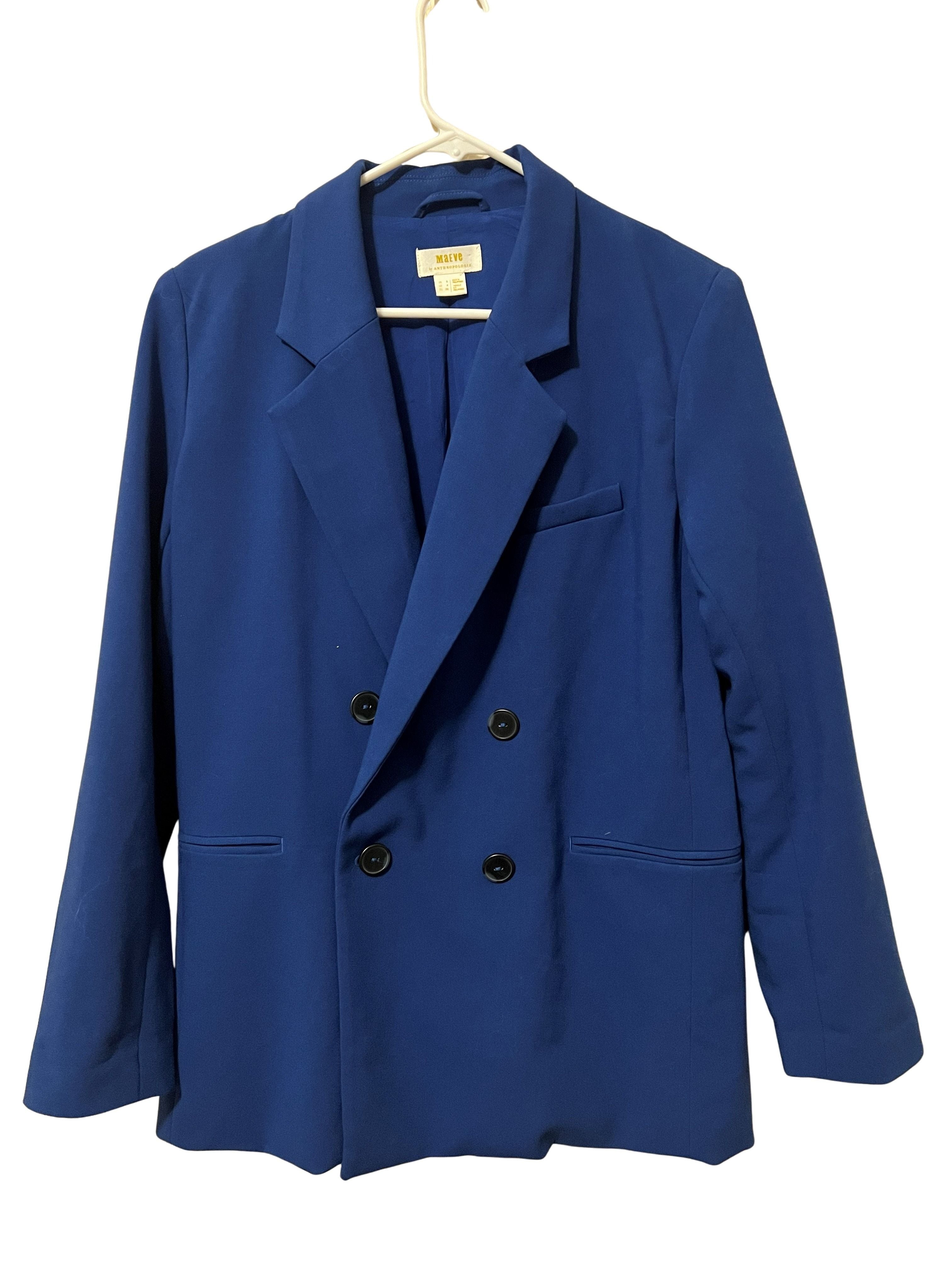 Maeve by Anthropologie Royal Blue Double-Breasted Blazer, Size 4