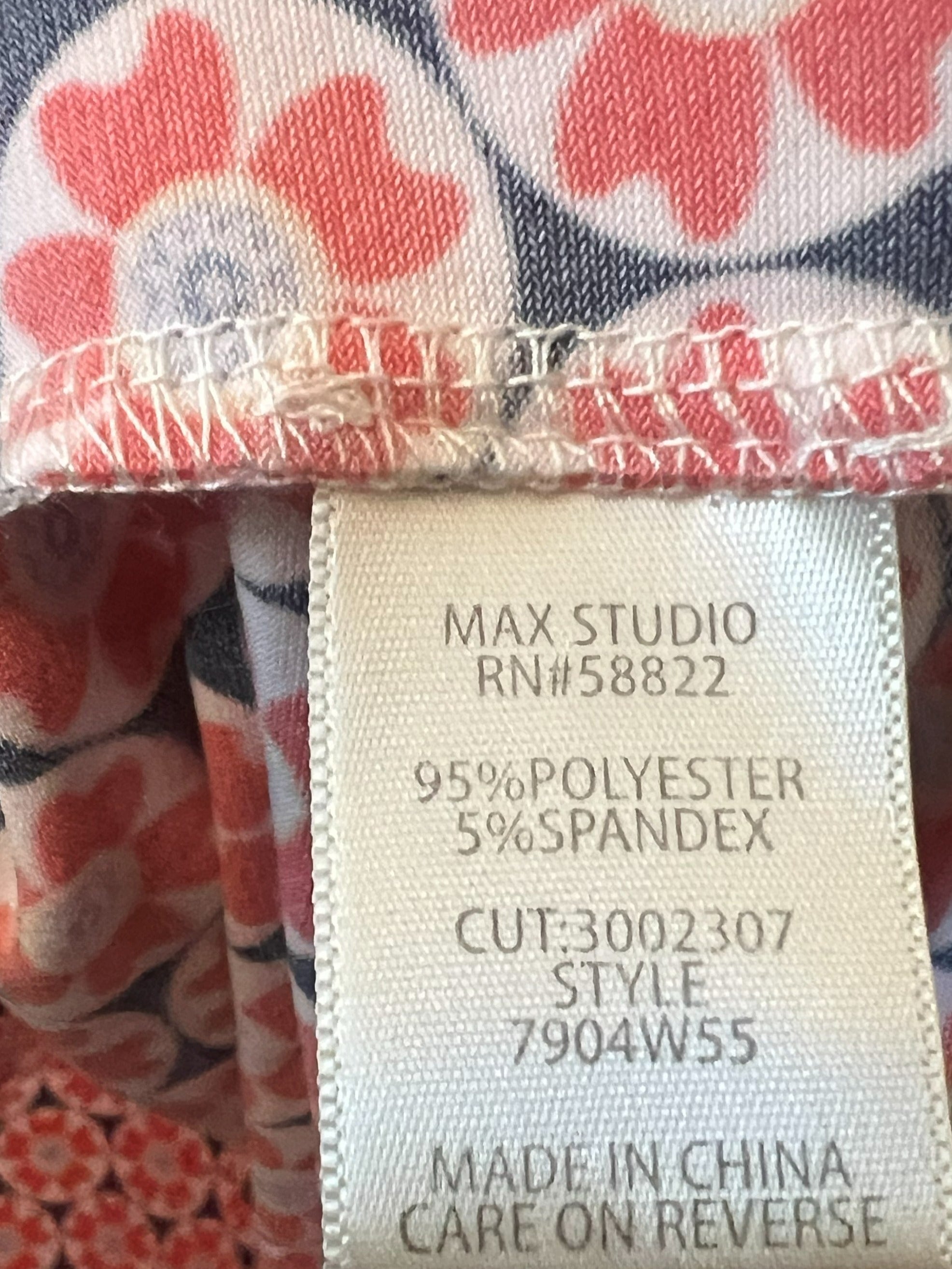 Max Studio Women's Orange Navy Floral Shift Dress, Size M