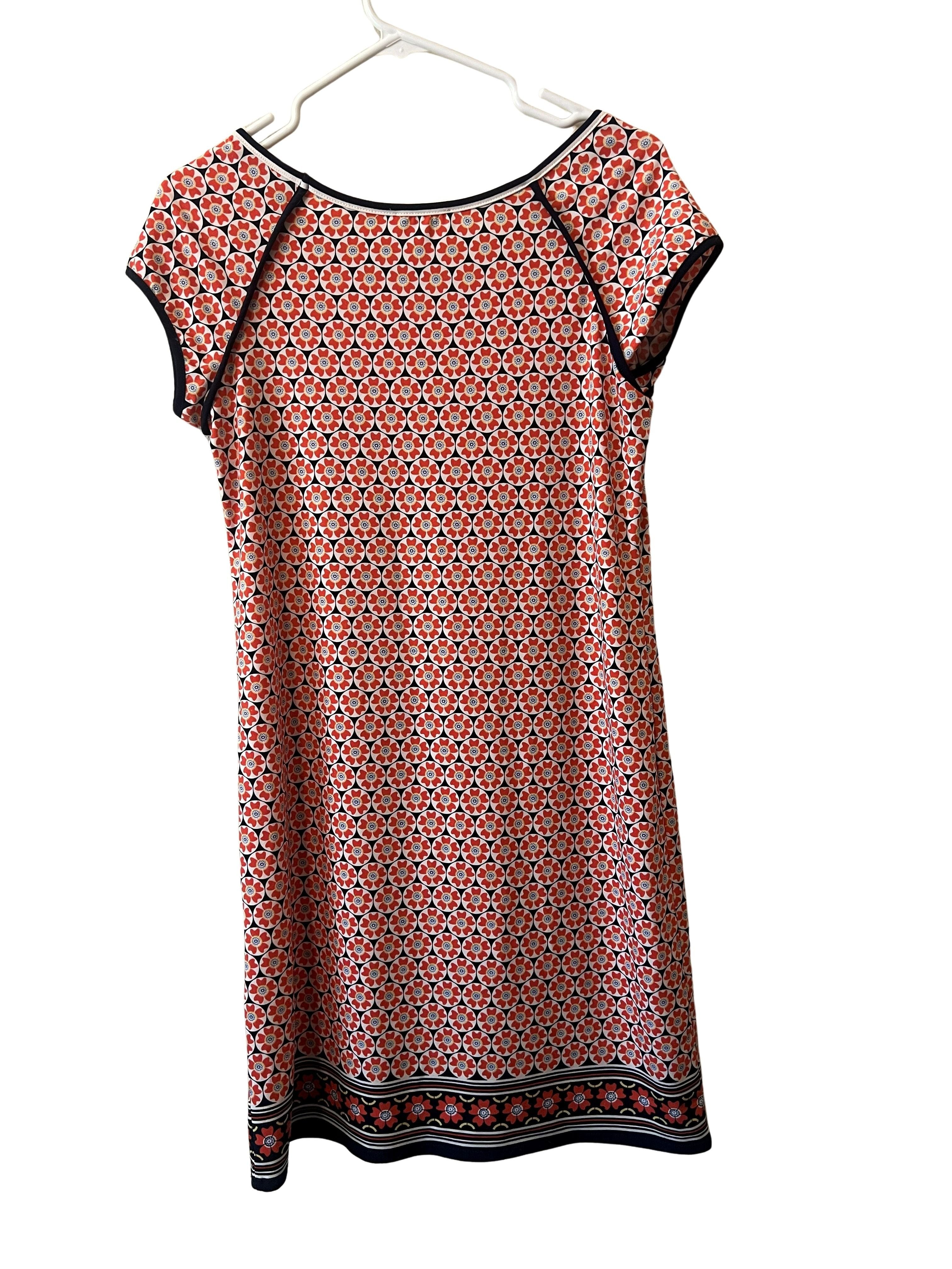 Max Studio Women's Size M Orange Navy Floral Shift Dress