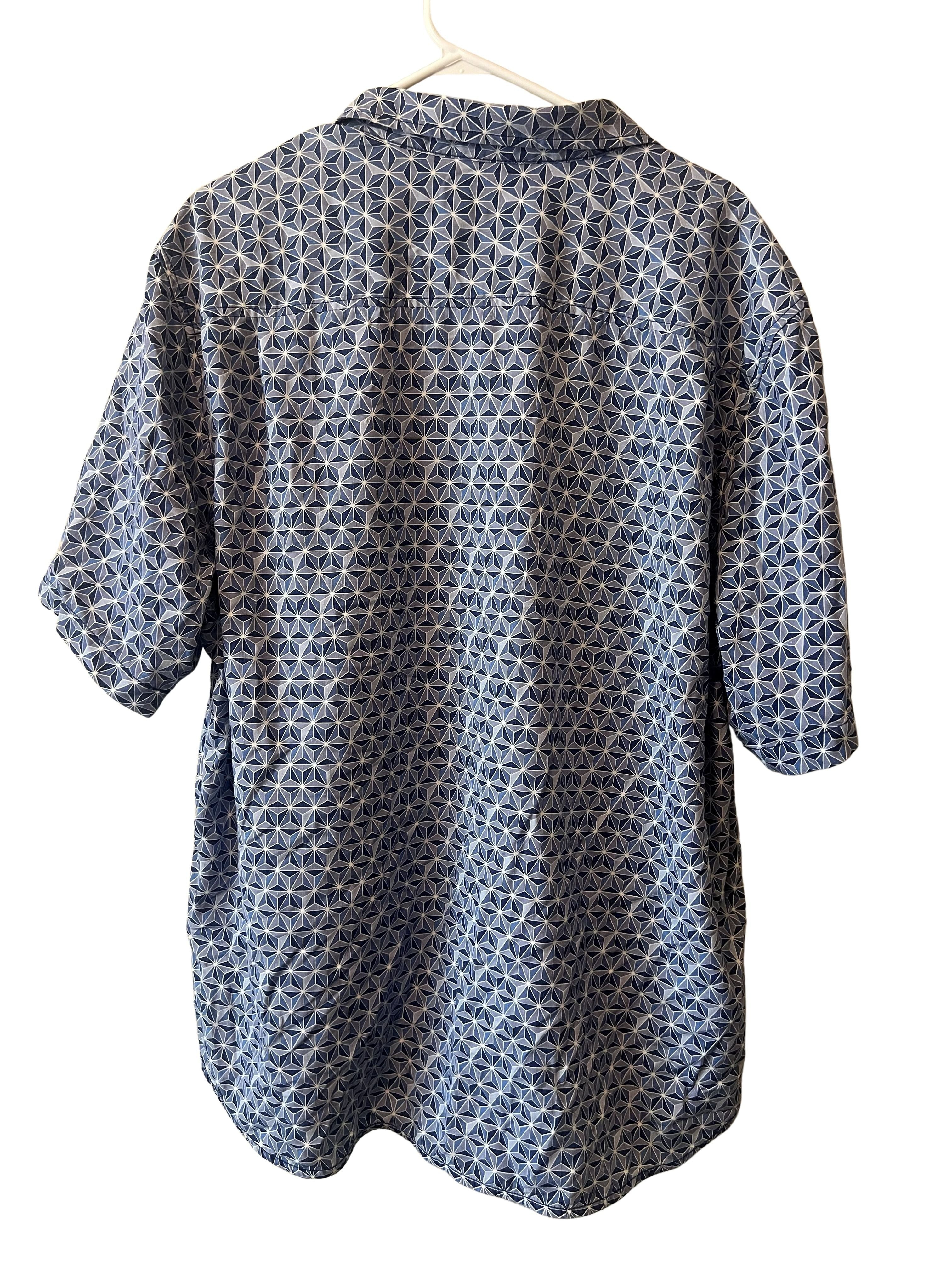 Tommy Bahama Men's XXL Blue Geometric Print Short Sleeve Button-Up Shirt