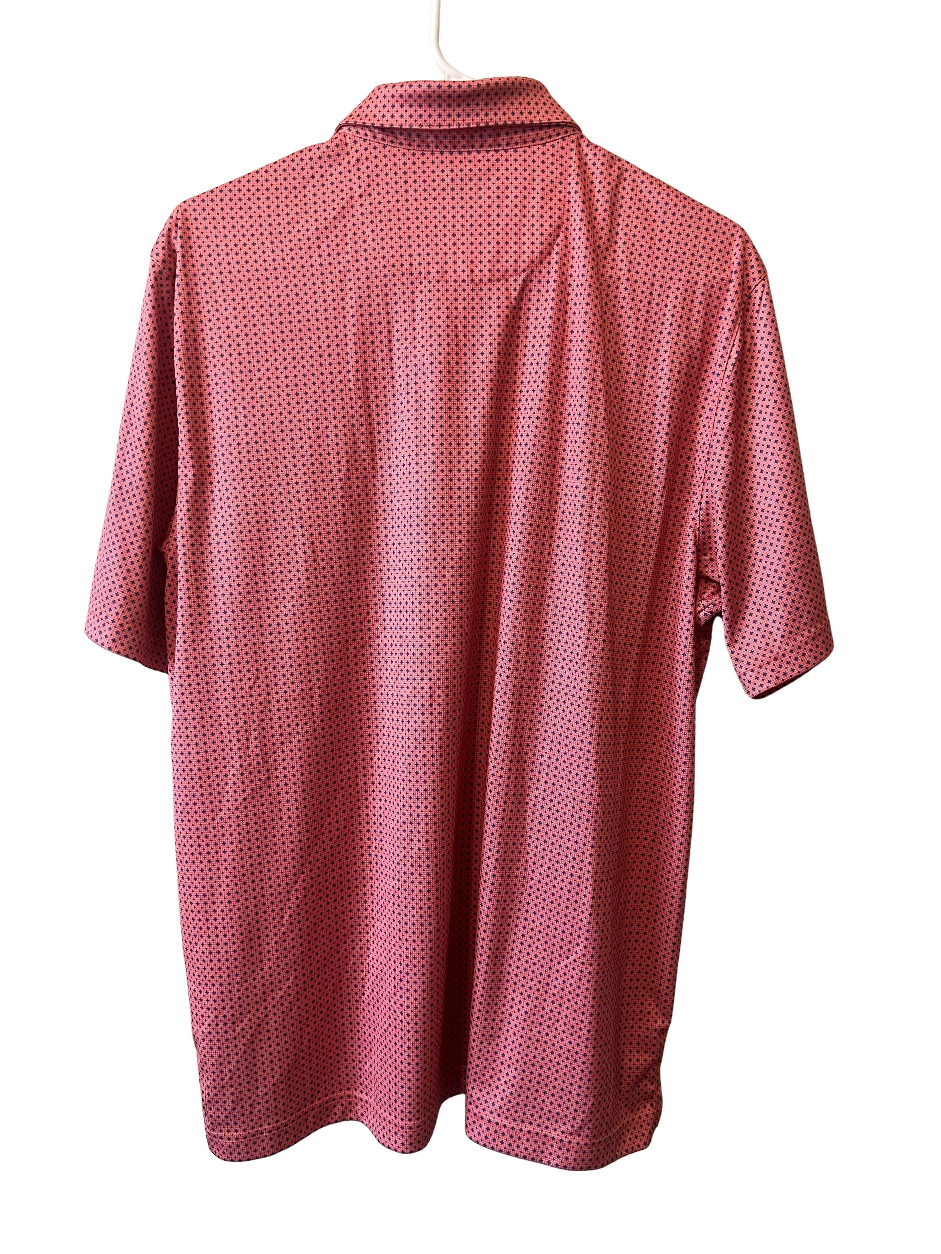 Greg Norman Play Dry Men's Polo Shirt Size L Pink Geometric Print
