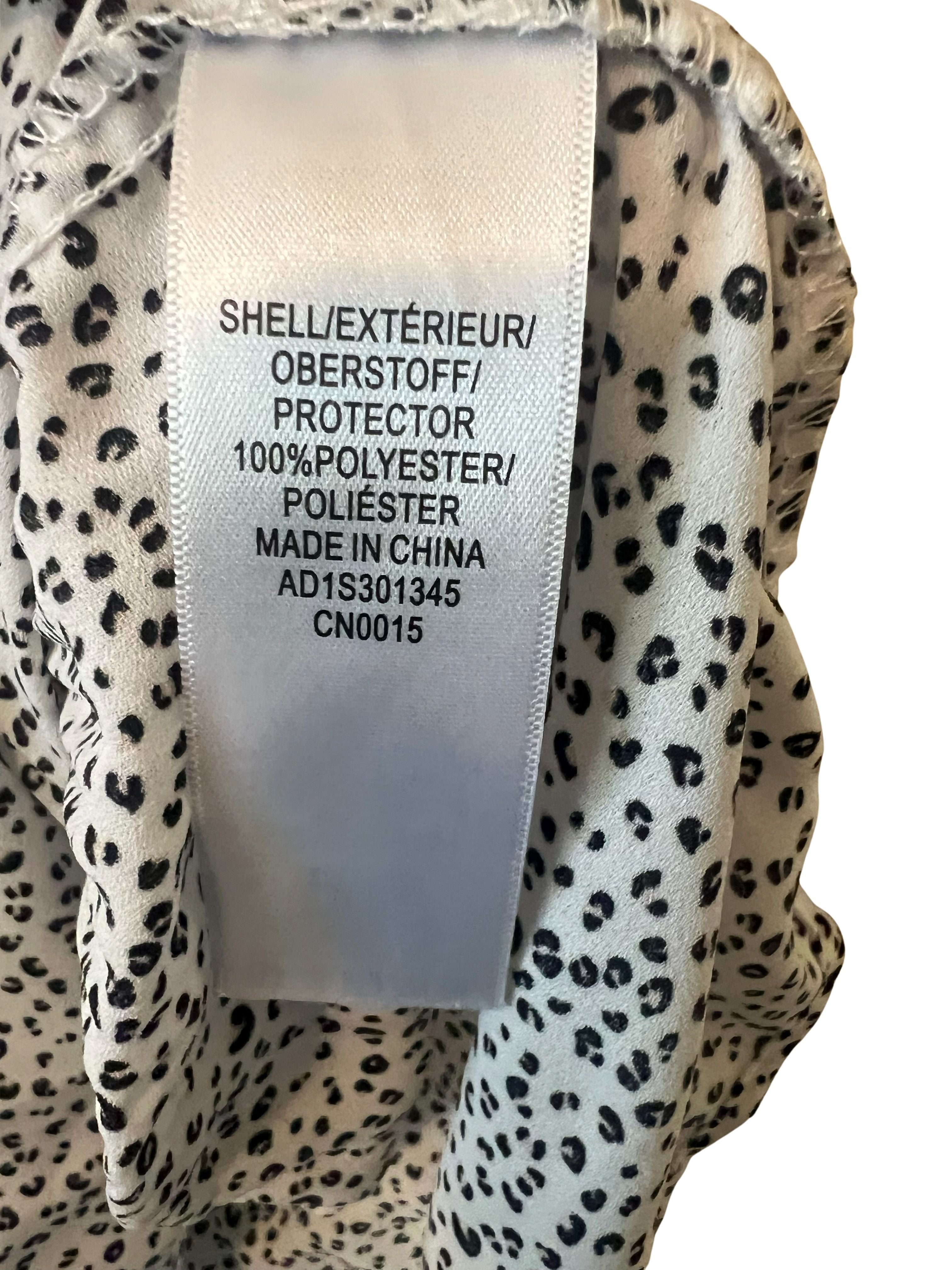Adrianna Papell Women's Size M White Black Dot Print Ruffle Sleeve Top