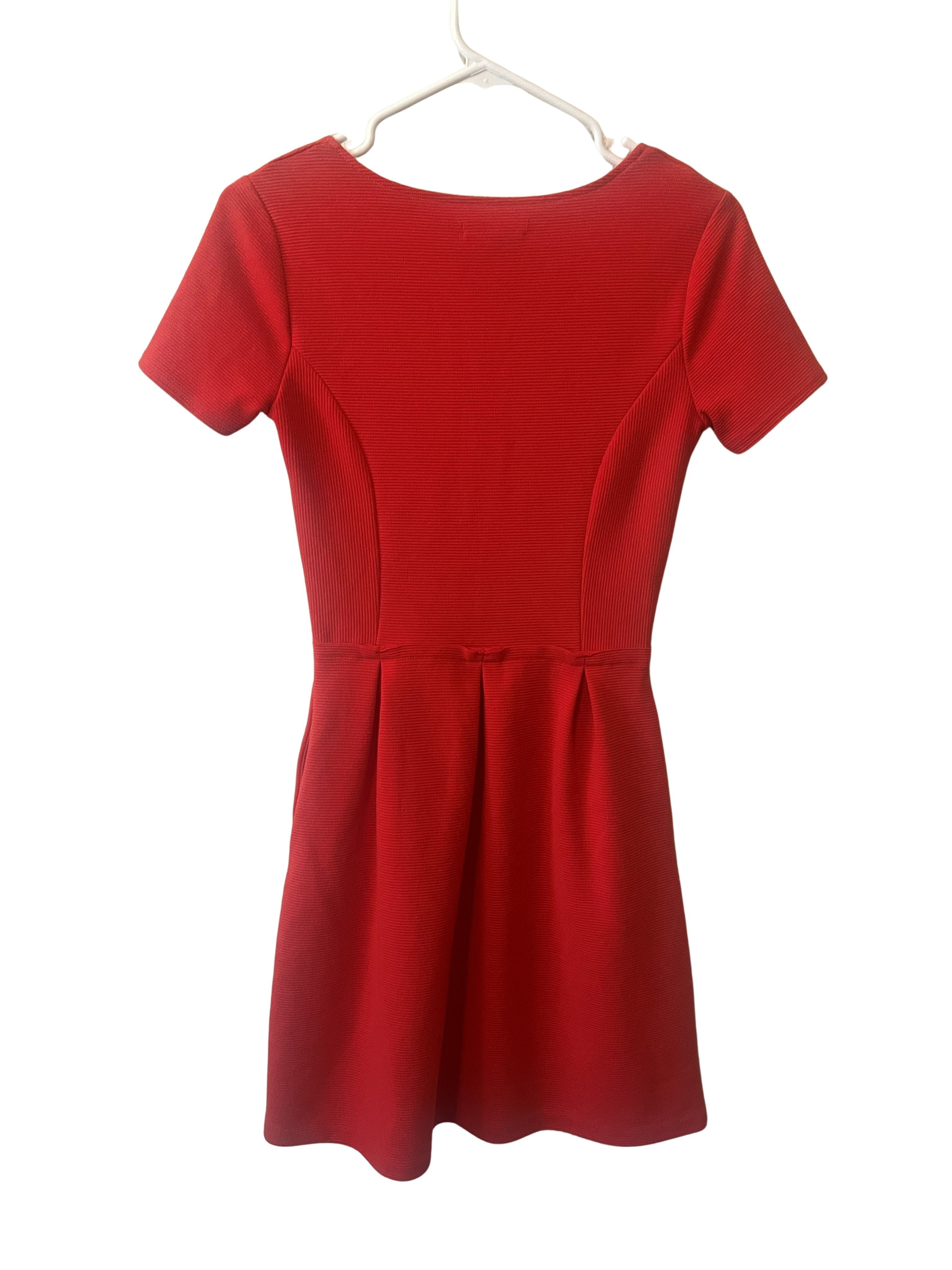 Madewell Red Ribbed Fit & Flare Mini Dress