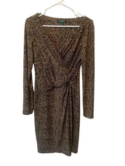 Lauren Ralph Lauren Wrap Dress Herringbone Print Size 4