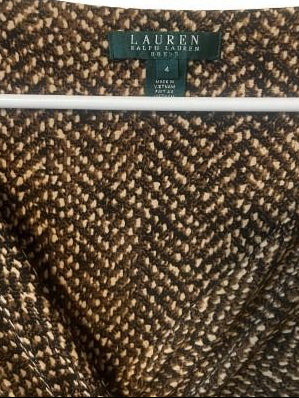 Lauren Ralph Lauren Wrap Dress Herringbone Print Size 4