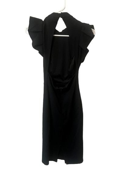 Lulus Black Ruffle Sleeve Midi Dress with Keyhole Back - XS