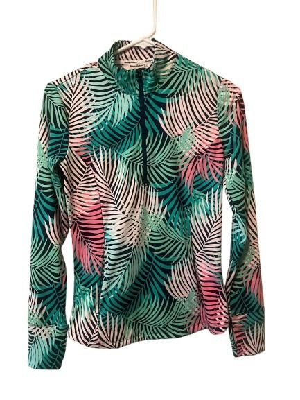Tommy Bahama Women's Half-Zip Palm Leaf Print Pullover Top Size S
