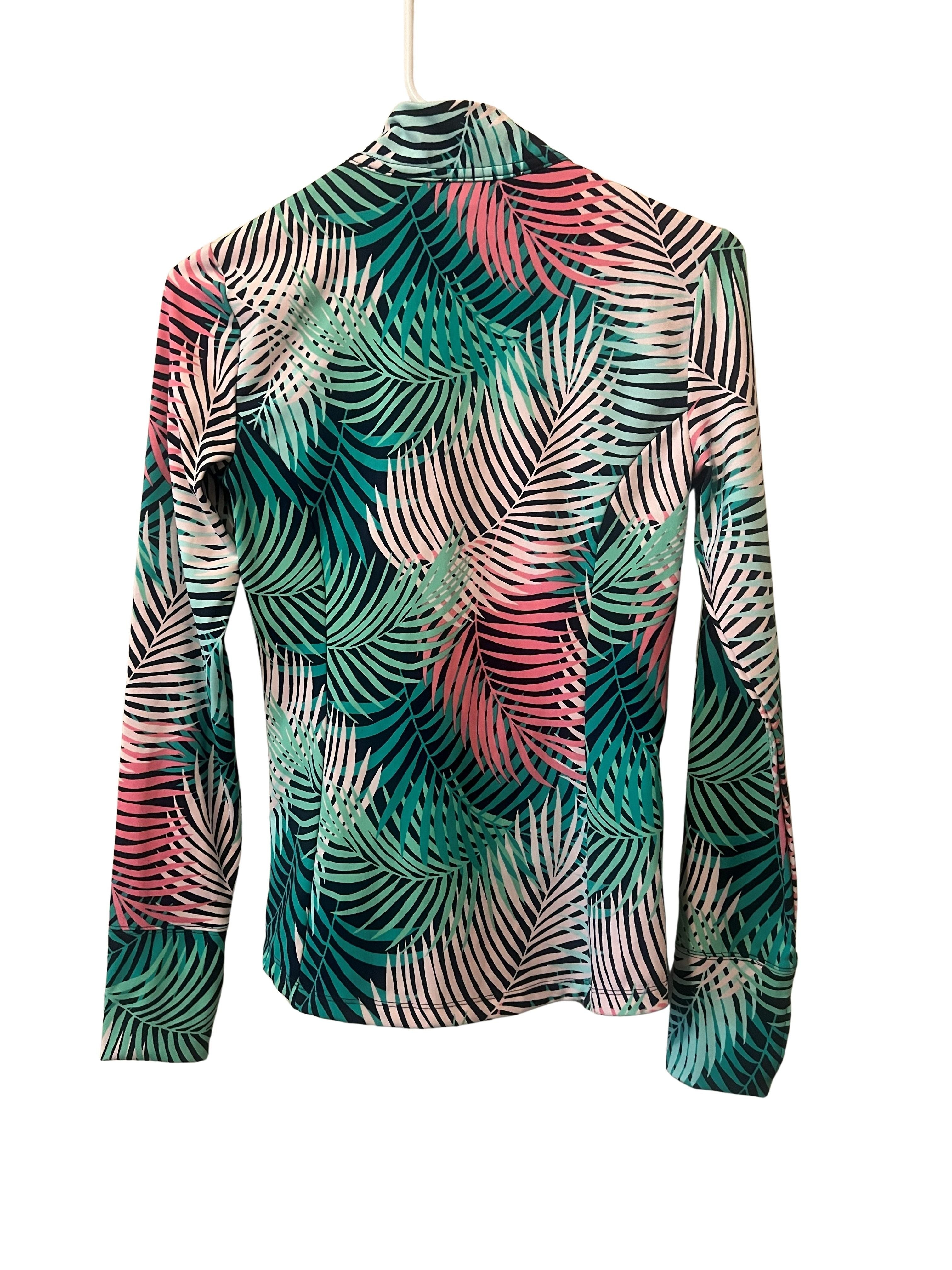 Tommy Bahama Women's Half-Zip Palm Leaf Print Pullover Top Size S