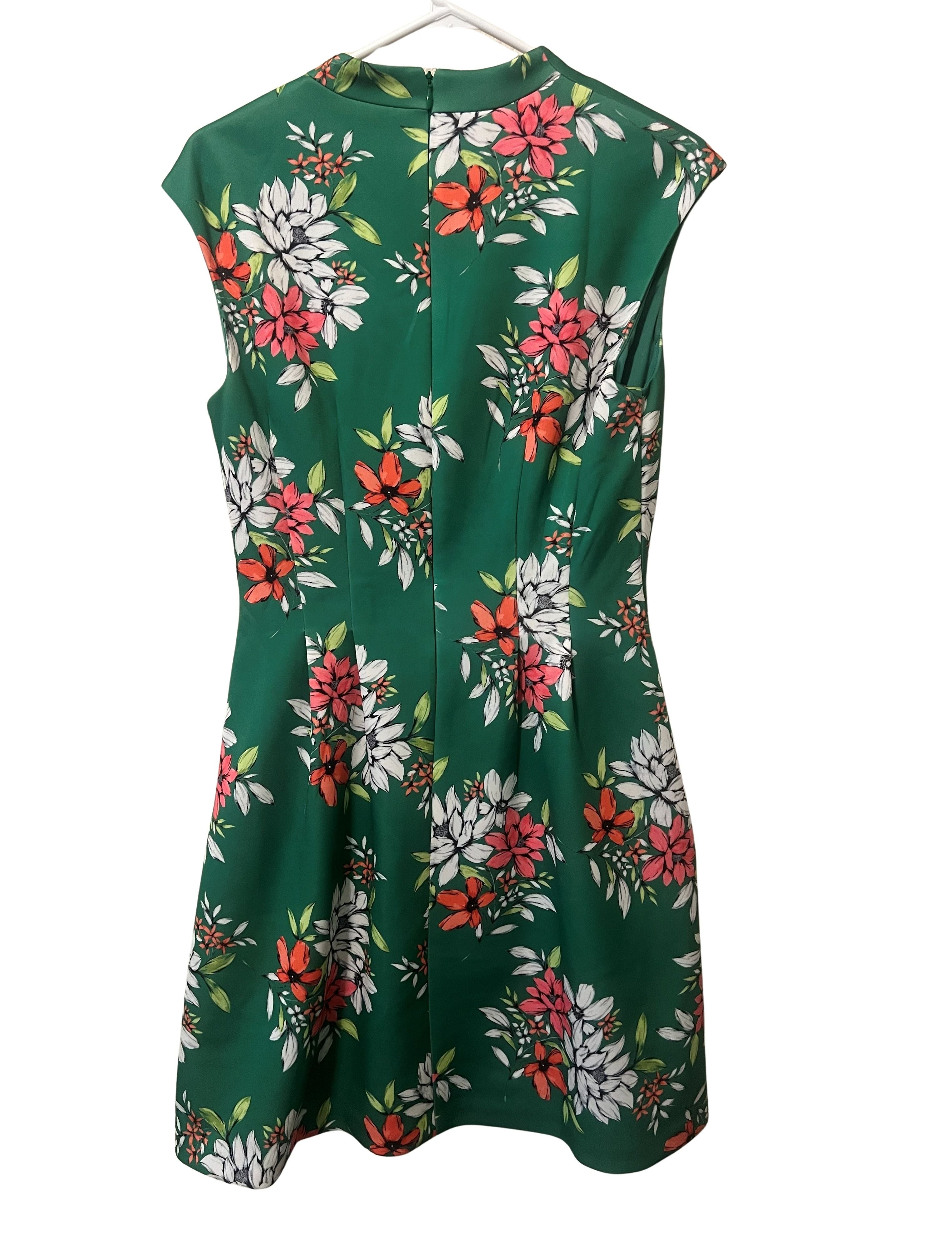 Vince Camuto Green Floral Fit & Flare Dress Size 8