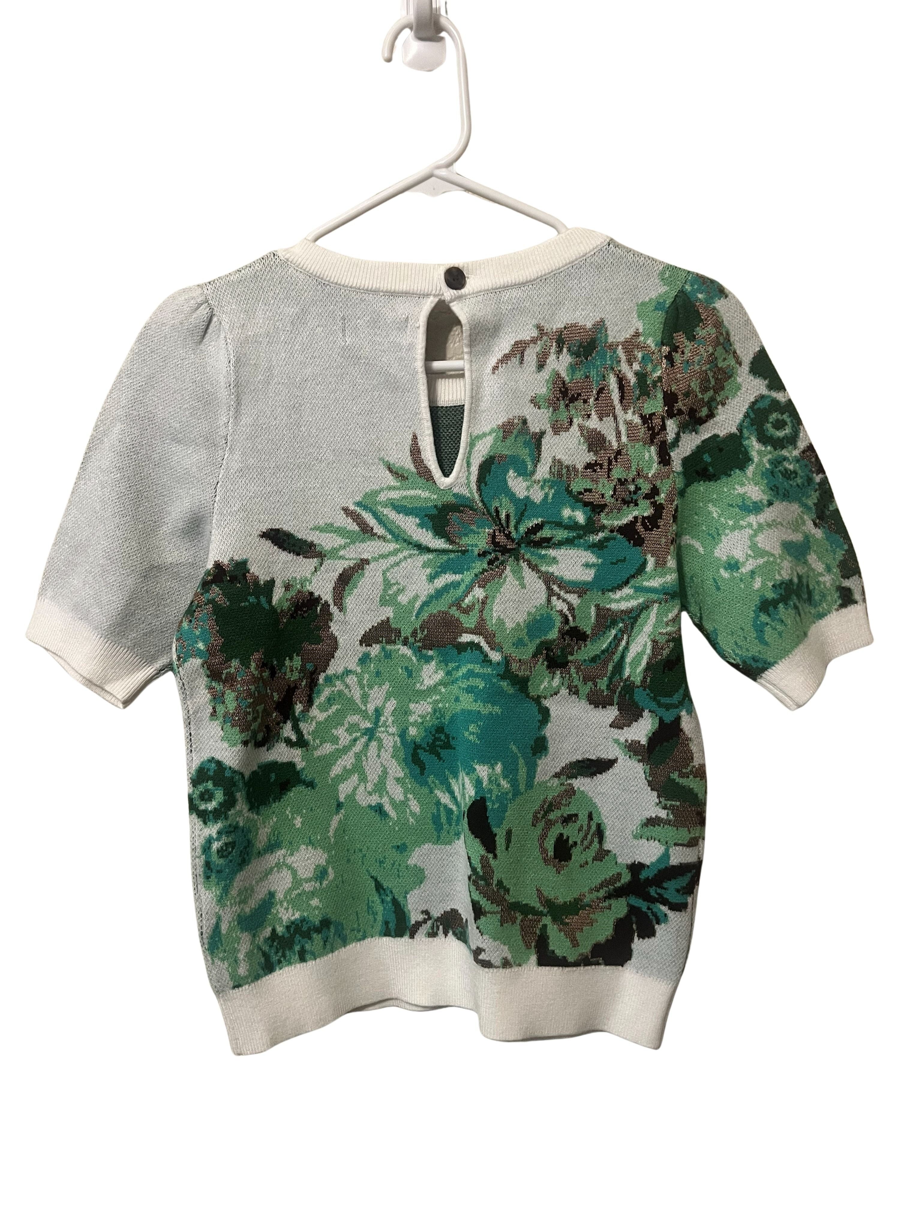 Maeve by Anthropologie Green Floral Knit Top NWT Size XS