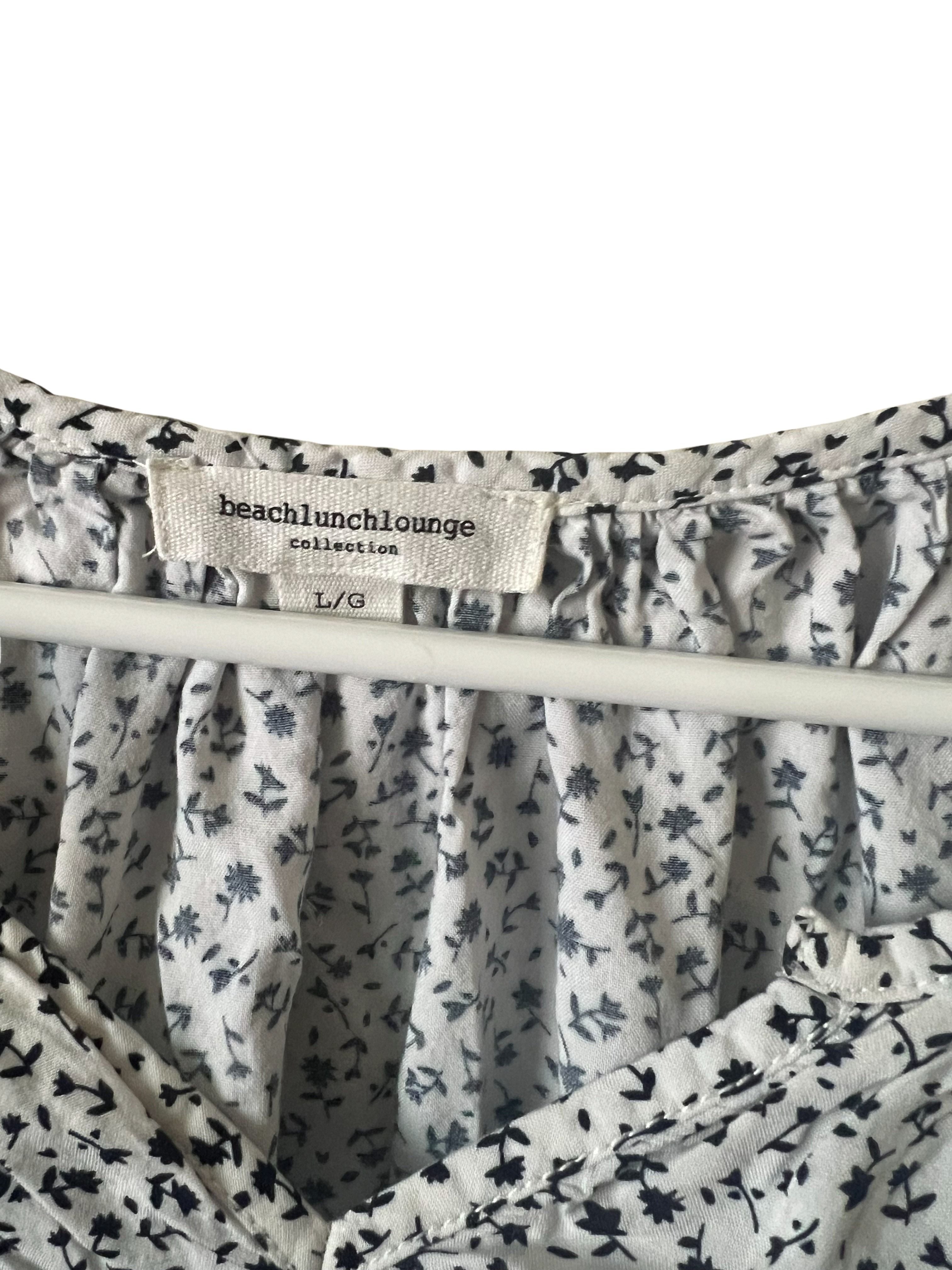 Beachlunchlounge Tiered Floral Top Size L Short Puff Sleeve