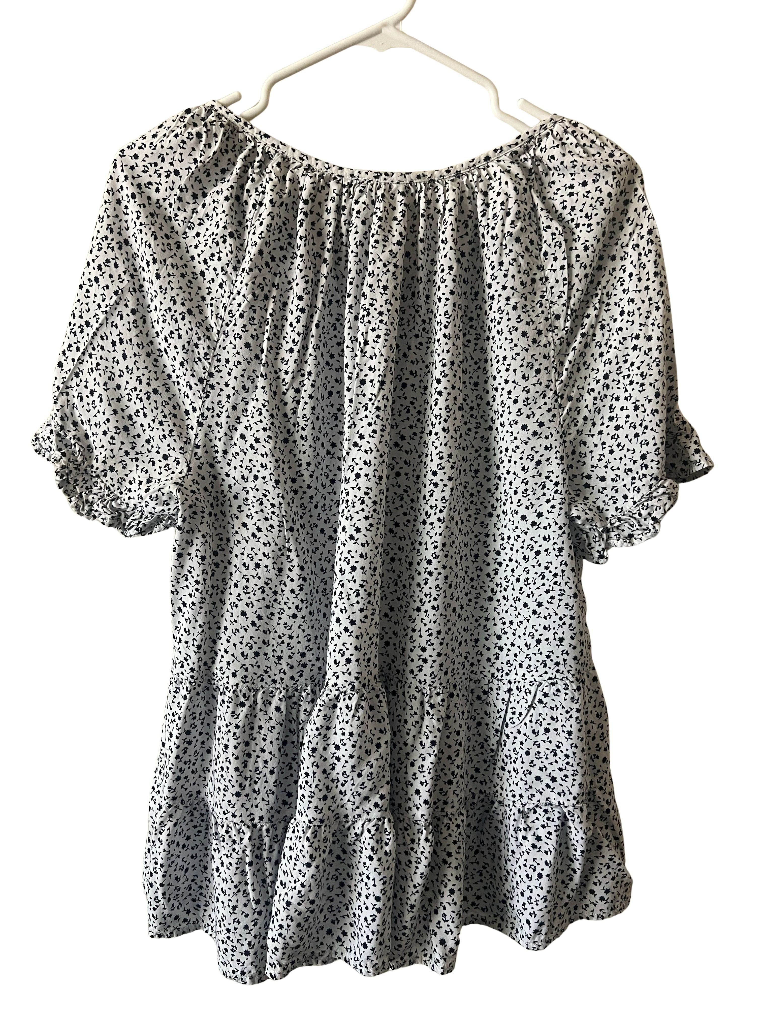 Beachlunchlounge Tiered Floral Top Size L Short Puff Sleeve