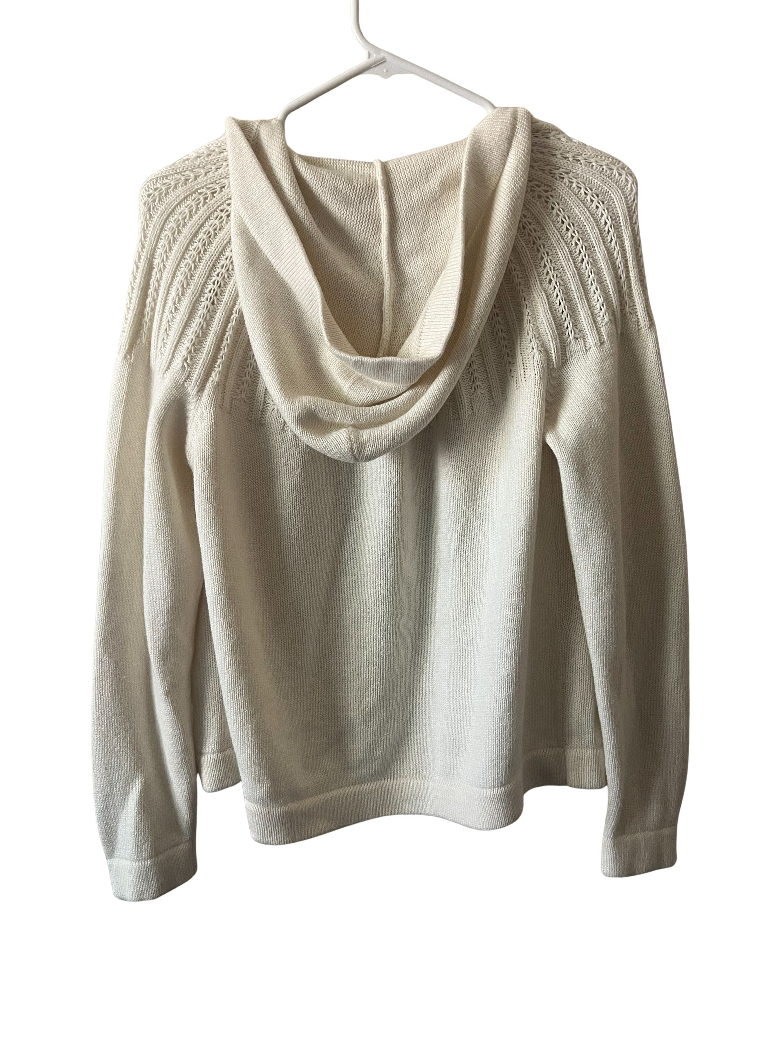 Charter Club Ivory Hooded Cardigan Sweater Women's L