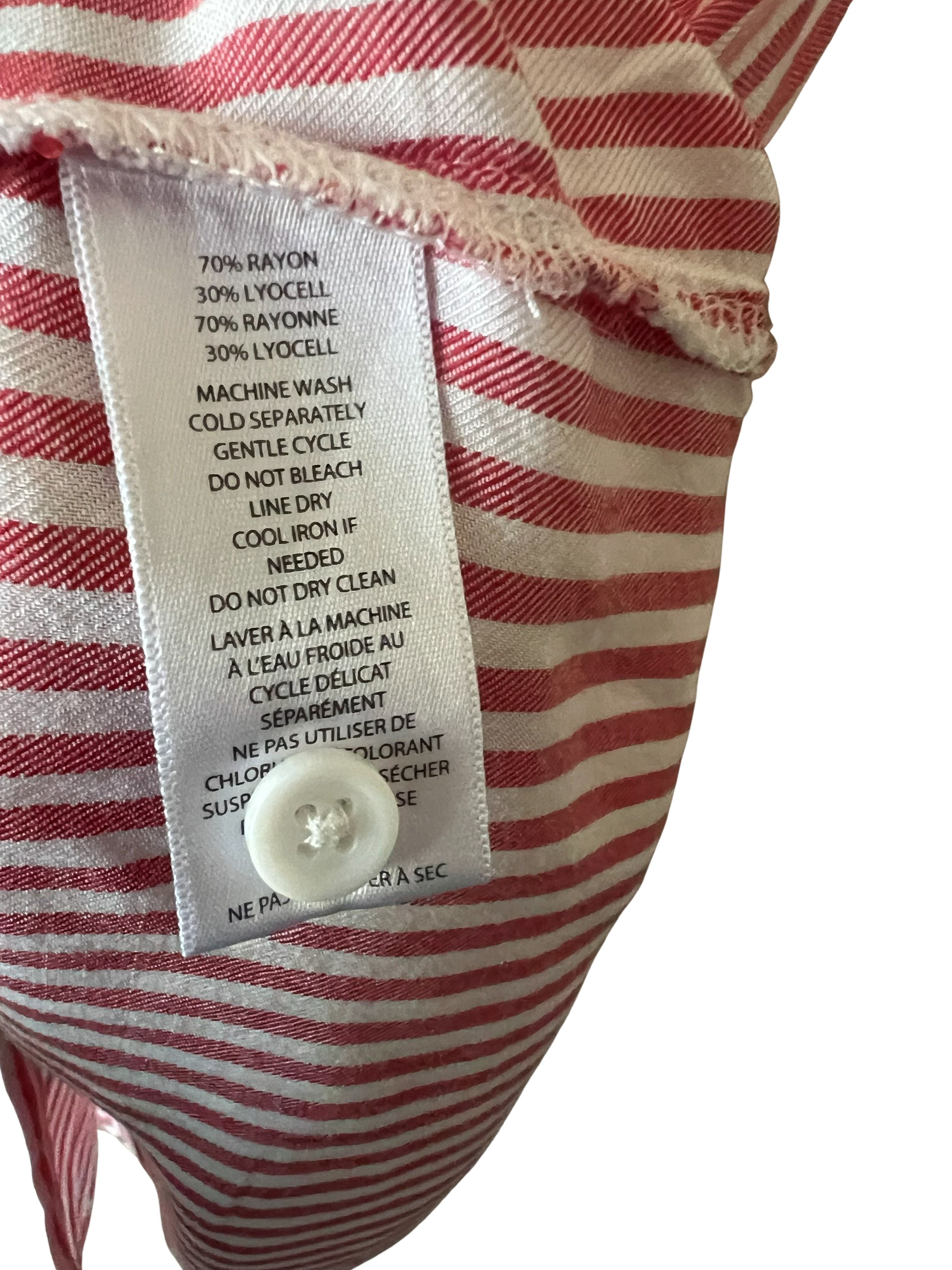 Beachlunchlounge Red & White Striped Short Sleeve Button-Up Top XS