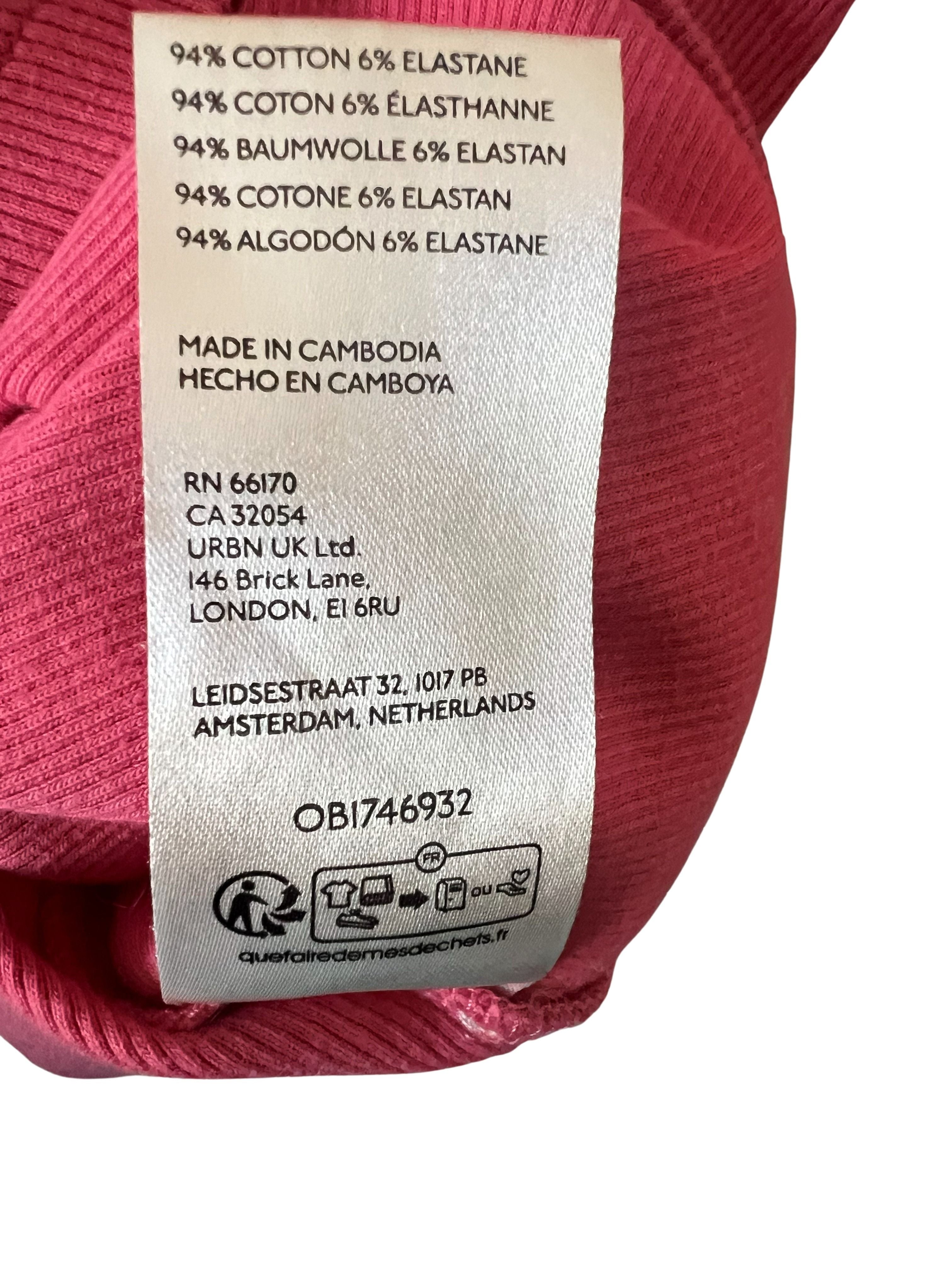 Maeve Pink Ribbed Notch V-Neck Top Size Small