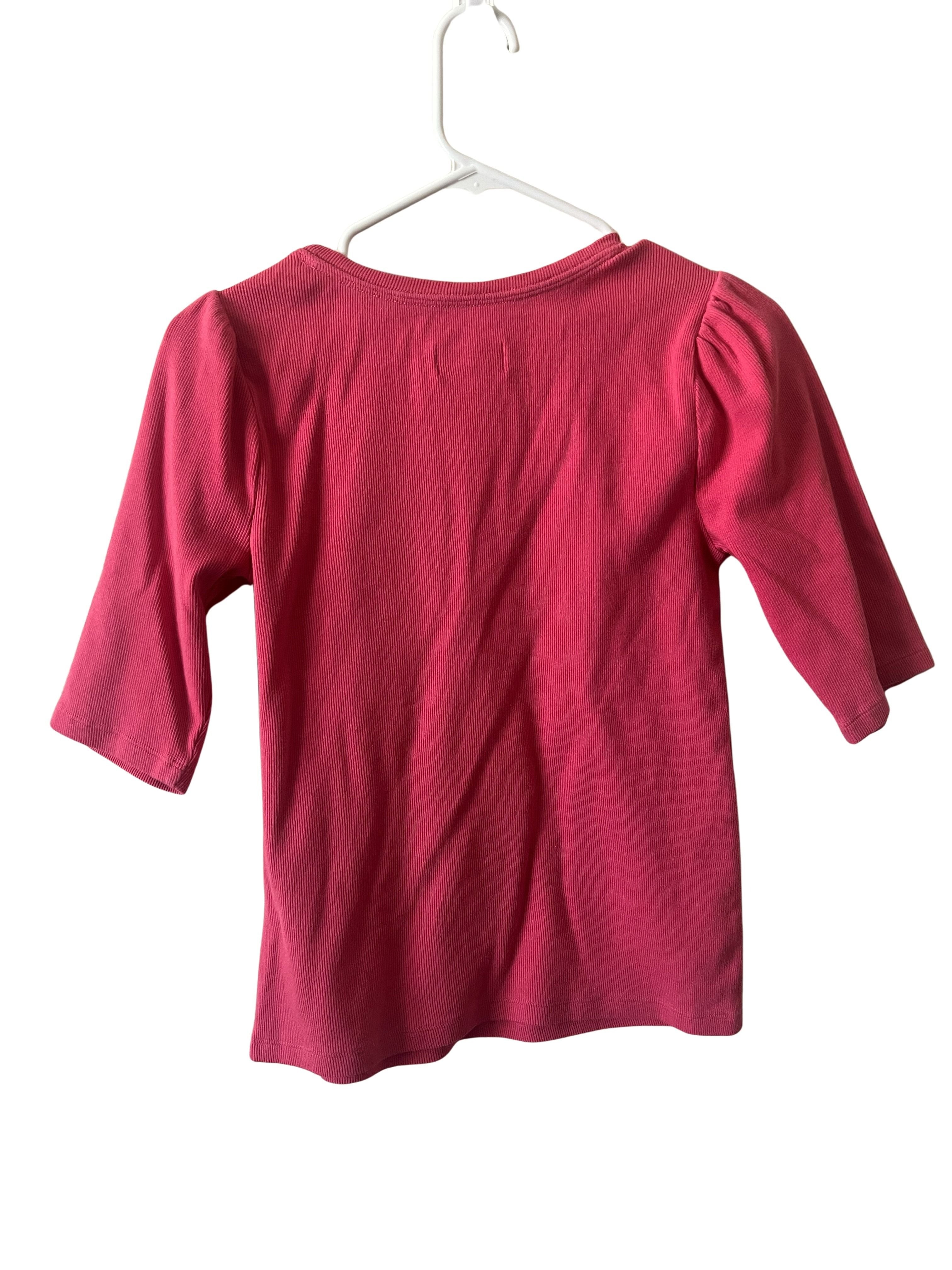 Maeve Pink Ribbed Notch V-Neck Top Size Small