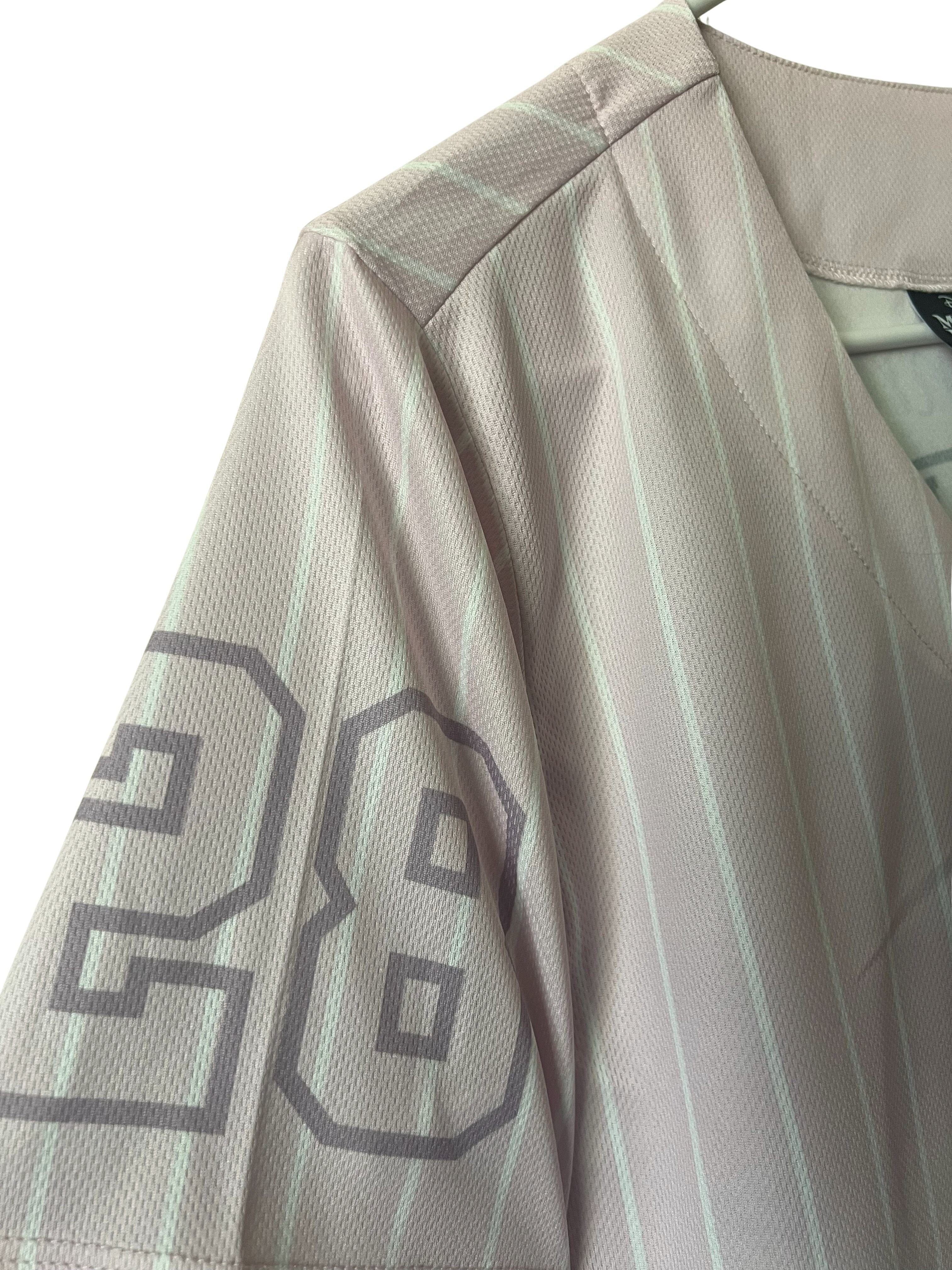 Disney Minnie Mouse Pink Pinstripe Baseball Jersey Size S