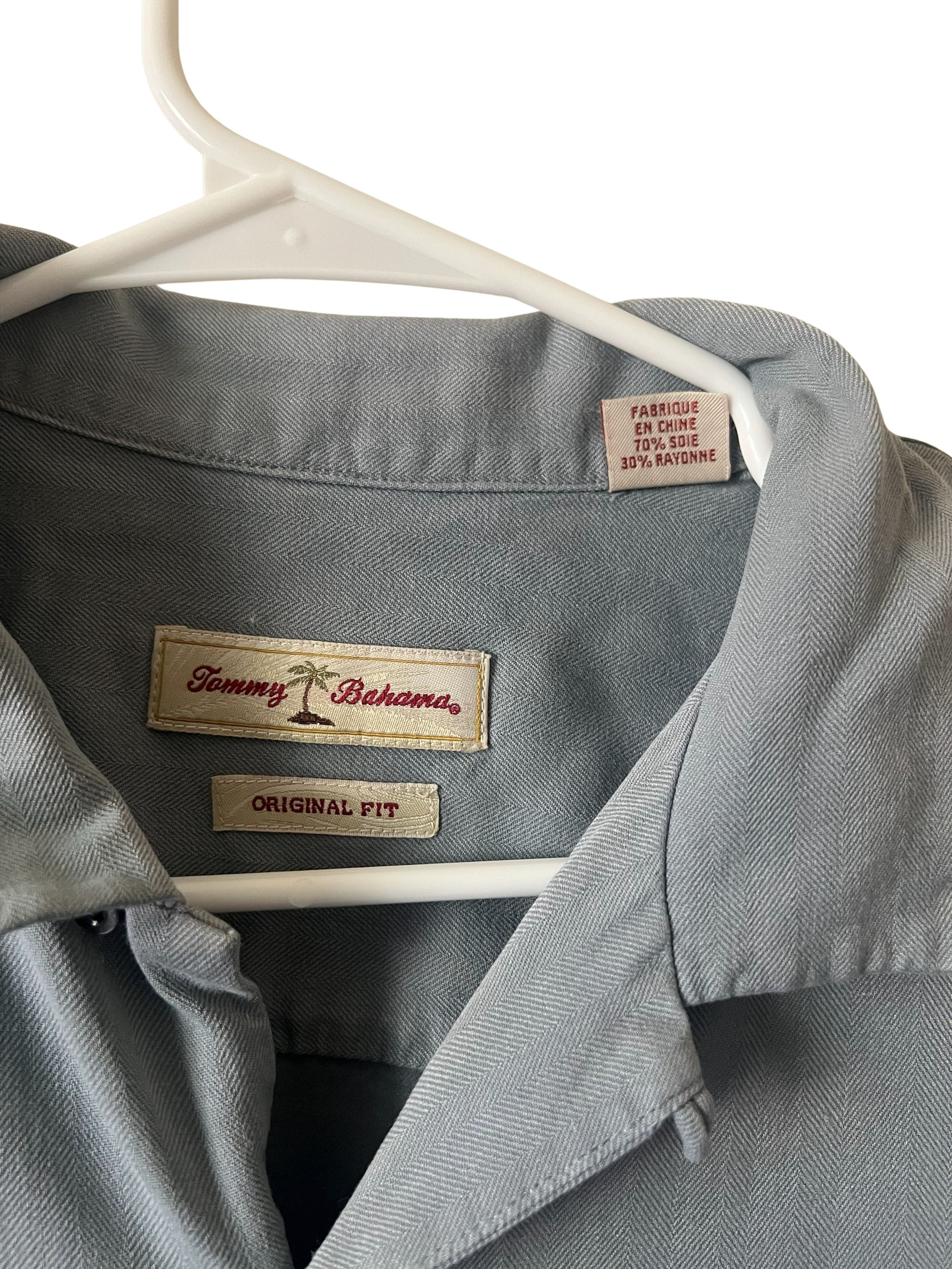Tommy Bahama Men's Silk Blend Camp Shirt - Gray, Size L
