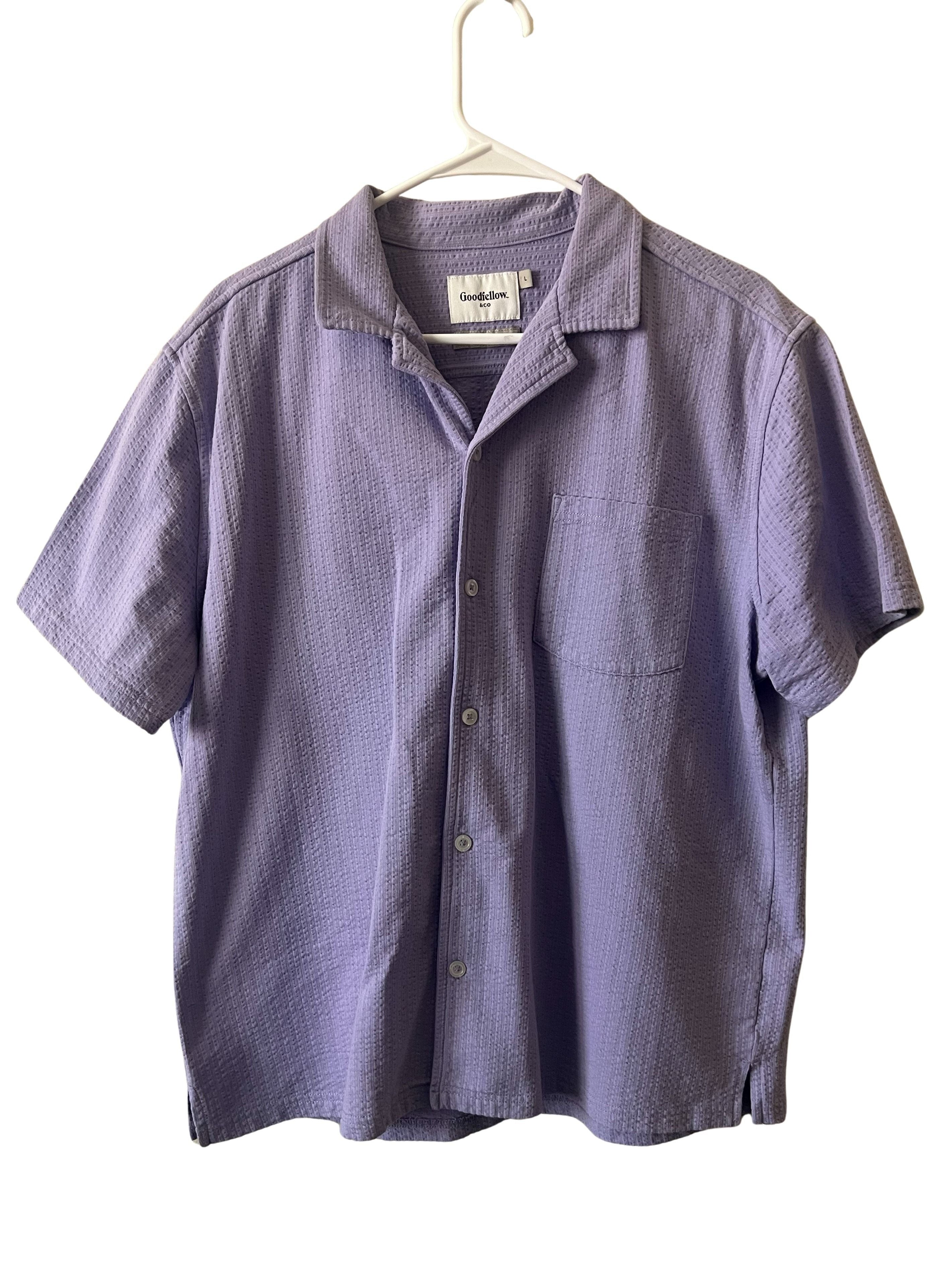 Goodfellow & Co Men's Lavender Seersucker Camp Collar Shirt Size L