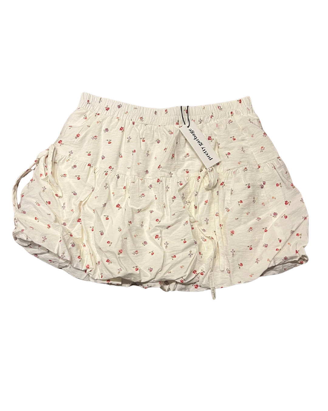 Pretty Garbage Ivory Floral Bubble Skort - Size L NWT
