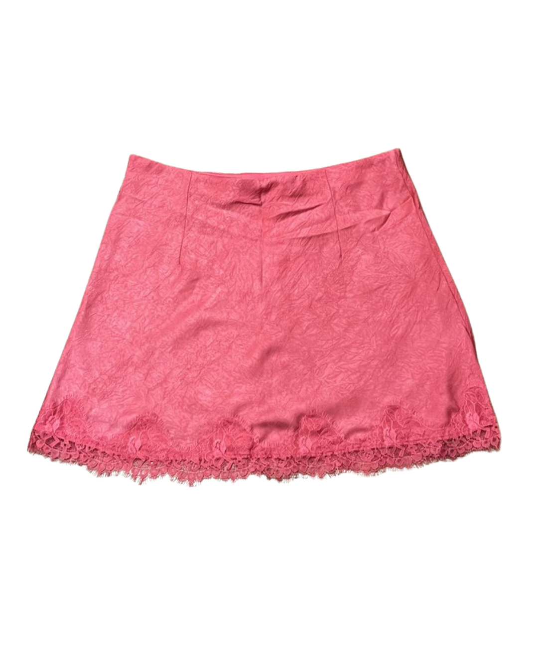 Urban Daizy Pink Satin Mini Skirt with Lace Trim - Size M, NWT