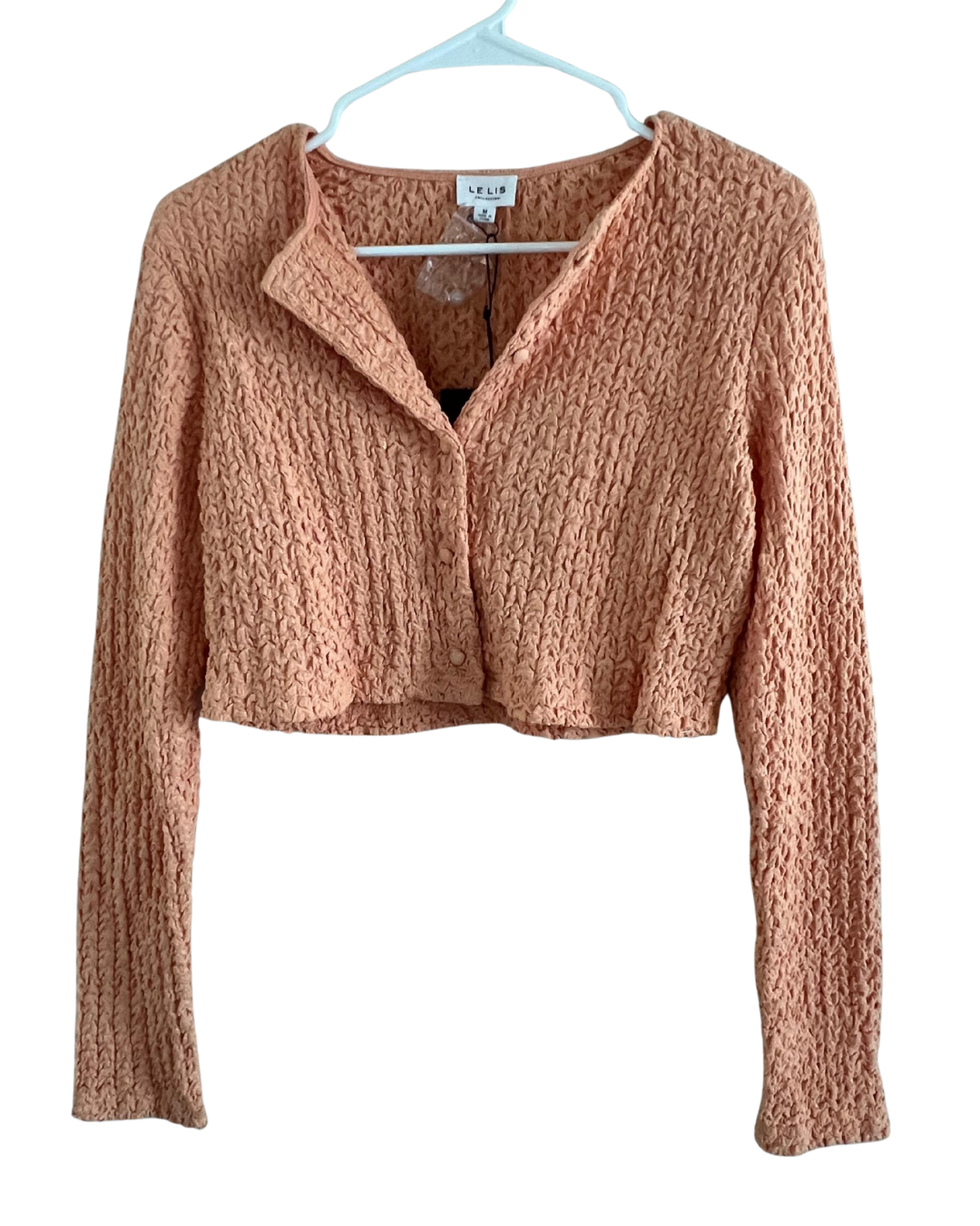 Le Lis Peach Chunky Knit Cropped Sweater, Size M NWT